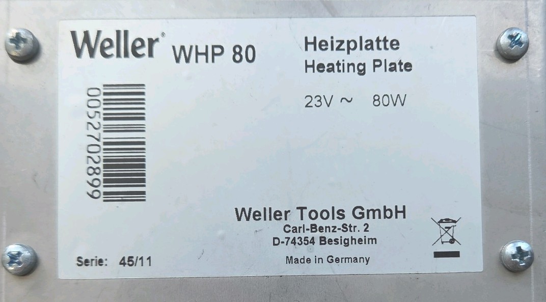 WELLER WHP 80 WHP80 Preheating plate ● tested and works