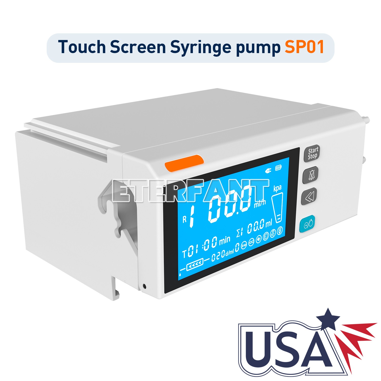 ETERFANT Touch Screen Syringe Pump/Portable Infusion Pump Real-time Alarm KVO