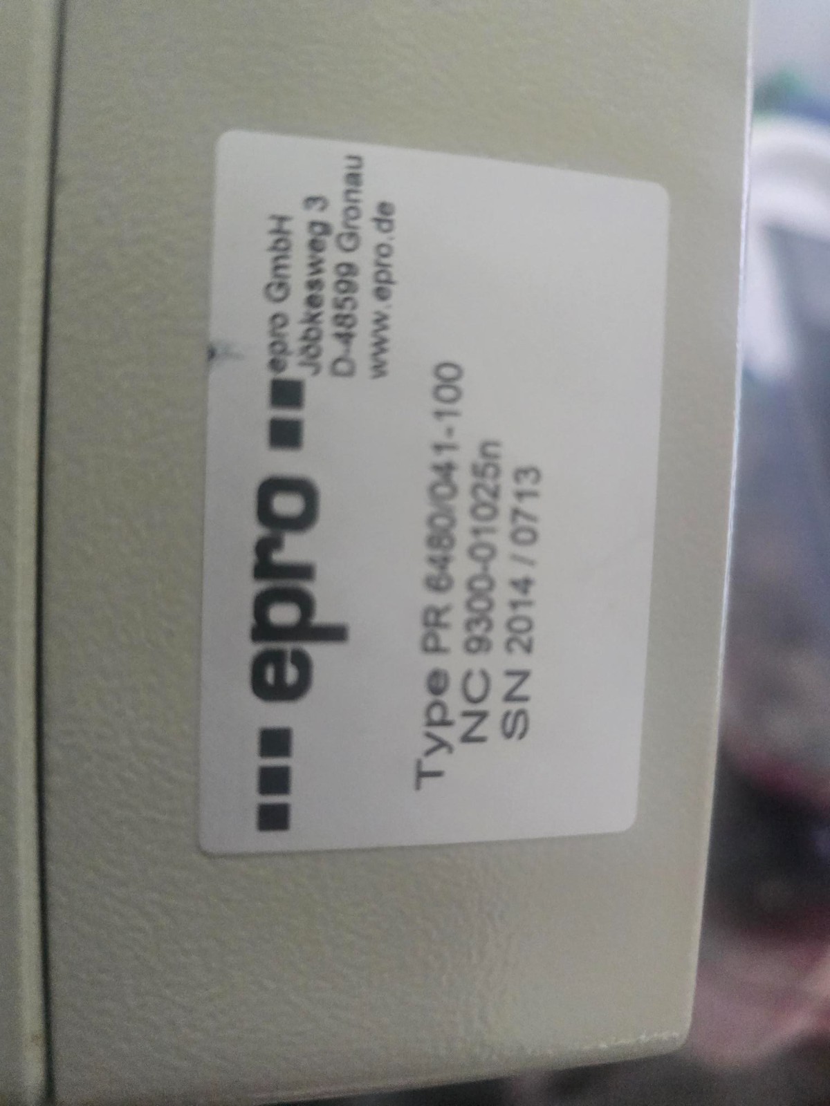 Emerson EPRO PR6480/041-100 NC 9300-0125N SN/0713
