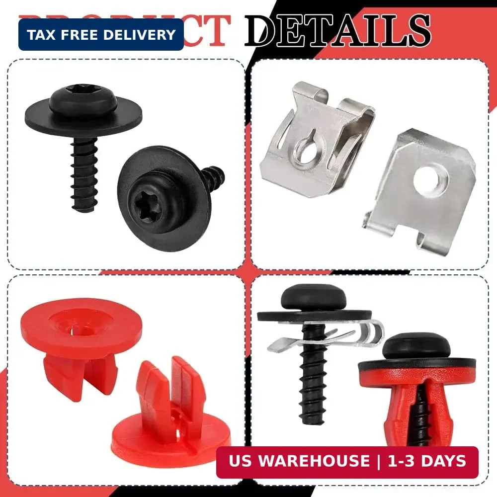10 Sets T30 Engine Splash Shield Guard Undertray Cover Screws Bolt Nut Clip Kit,