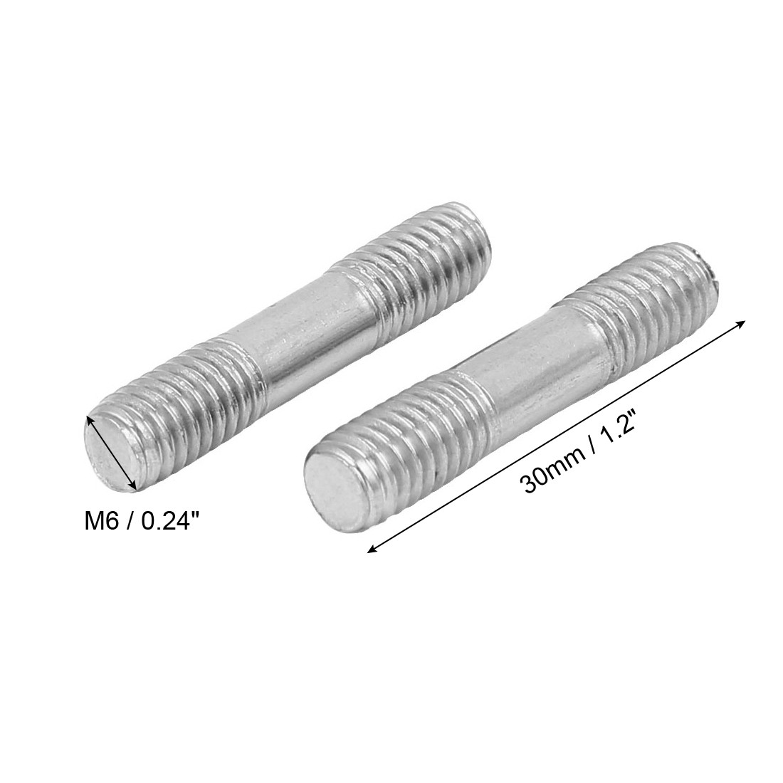 M6 x 30mm Stainless Steel Double End Threaded Stud Screw Bolt 20PACK