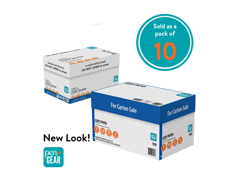 Pen+Gear Copy Paper 8.5 x 11 20 lb 92 Bright White 10 Ream Case 5000 Sheets