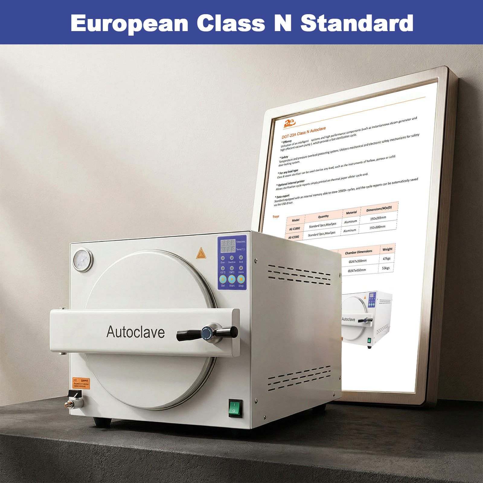 23L Dental Autoclave Steam Sterilizer 250℉&273℉ Stainless Steel 304 Medical