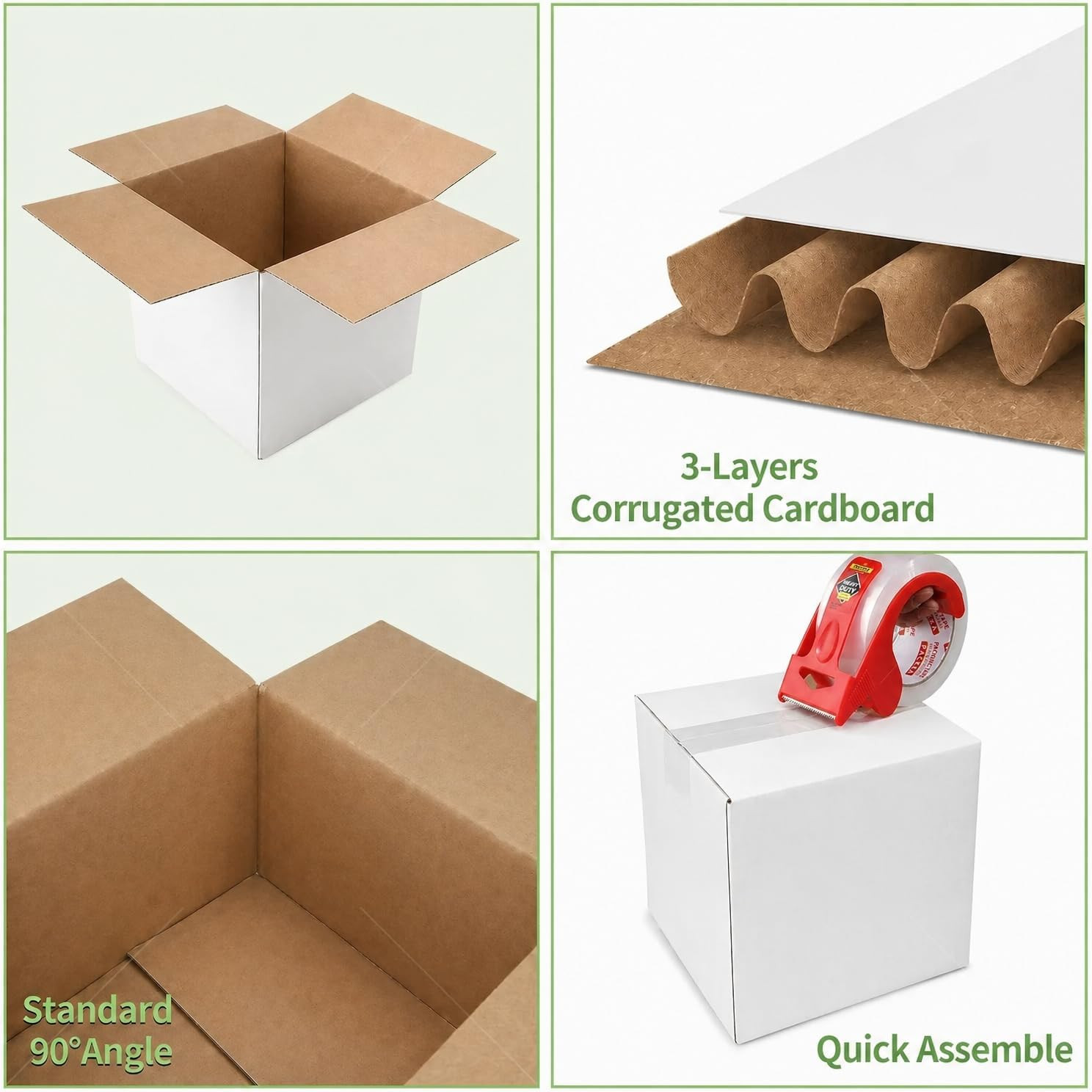 8X8X8″ White Shipping Boxes, 10-Pack, Heavy-Duty Corrugated Mailer Boxes for Sma
