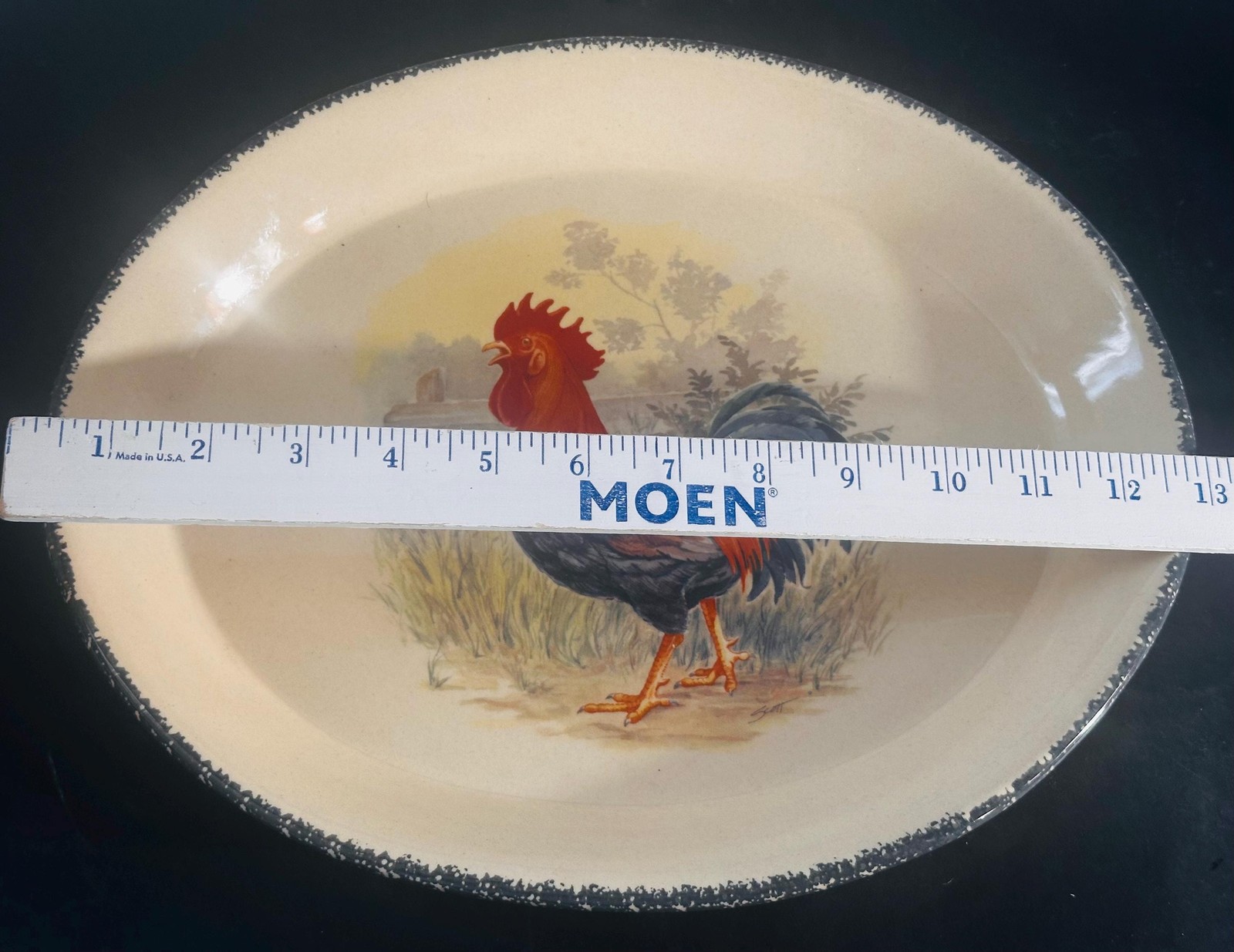 Home & Garden Party Rooster Plates/Oval Serving Platter/Mixing bowl_B