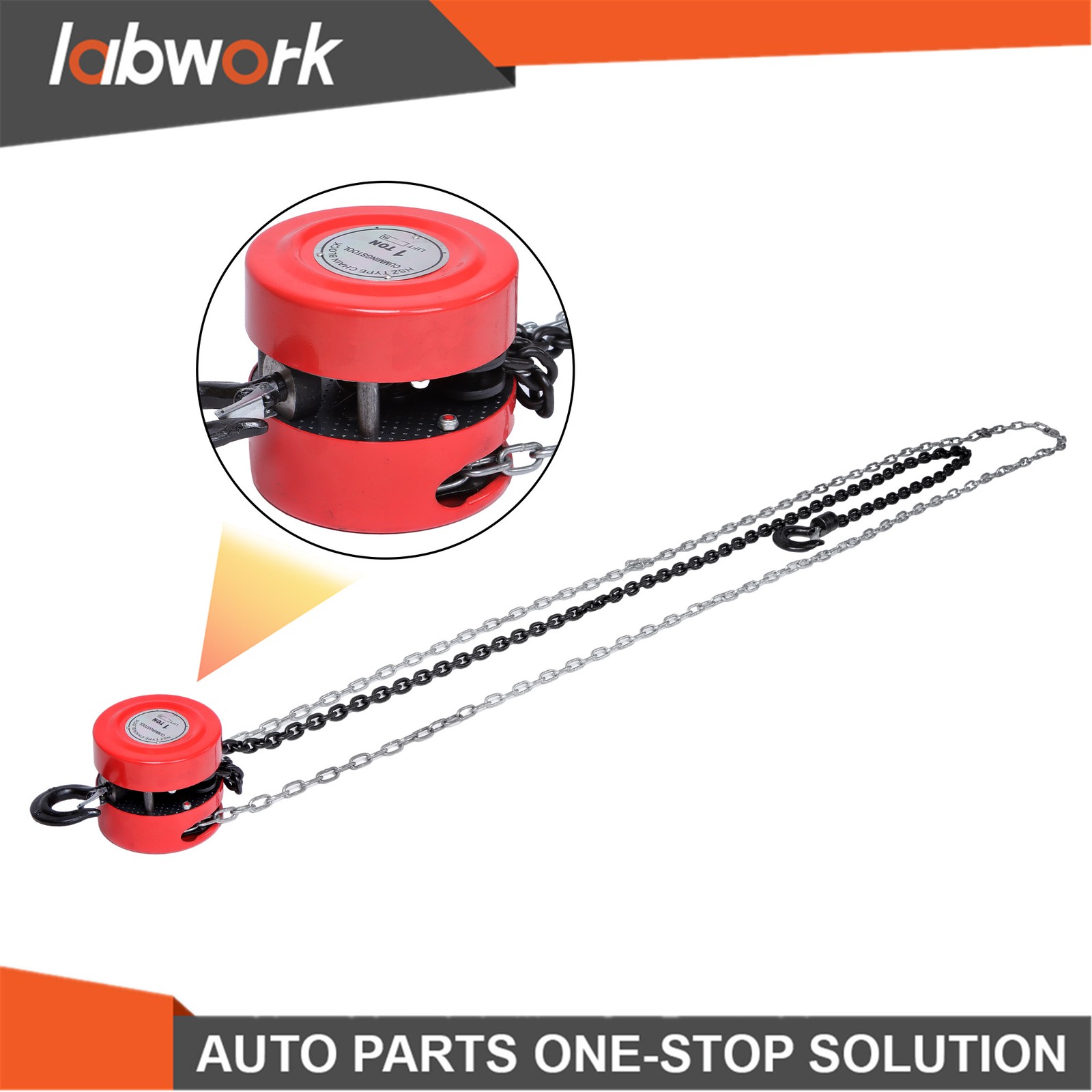 Labwork 2200lbs/1 Ton 8FT/2.4m Lift Manual Hoist G80 Chain w/ 2 Heavy Duty Hooks