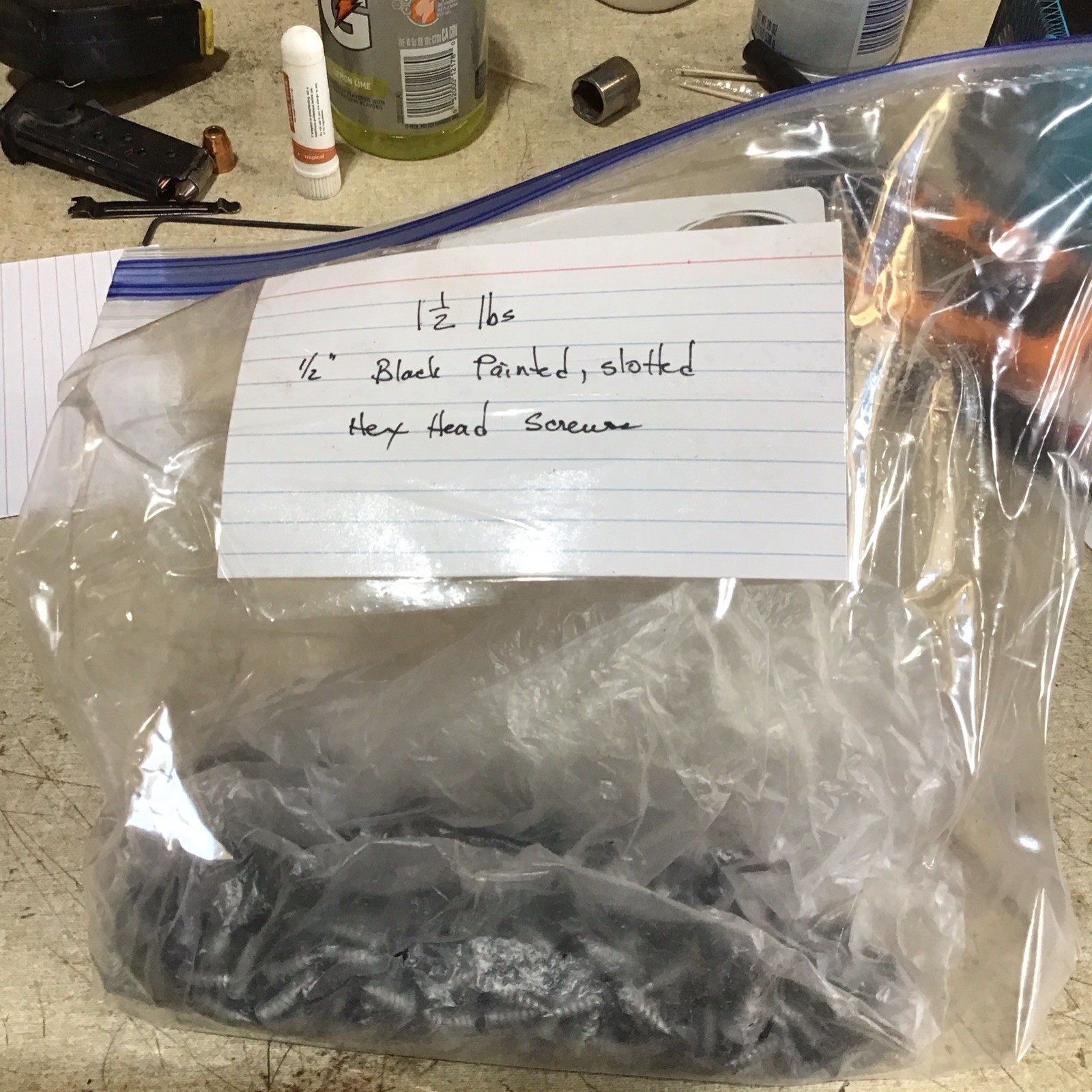 Lot of 1.5 Lbs, 1/2″ Black Painted Slotted Hex Washer Head Sheet Metal Screws