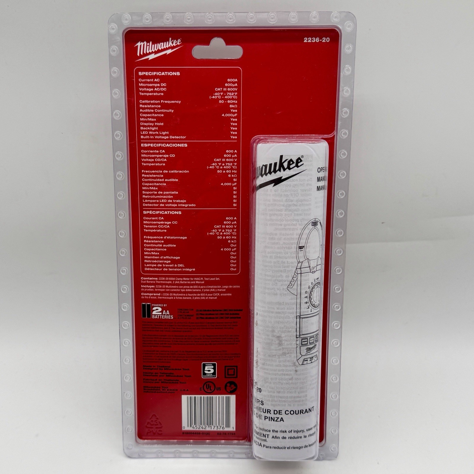 Milwaukee 2236-20 600A True RMS Clamp Meter for HVAC/R – BRAND NEW