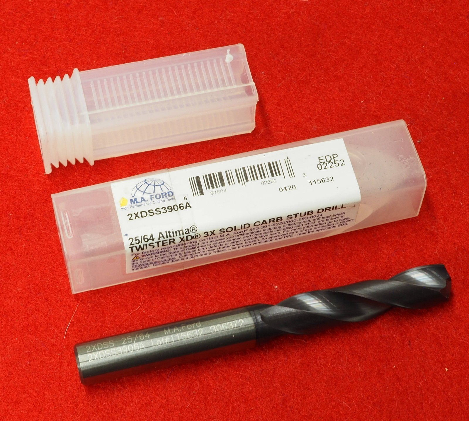 NIB M.A. Ford 2XDSS3906A 25/64” Solid Carbide Stub Drill Bit Twister XD