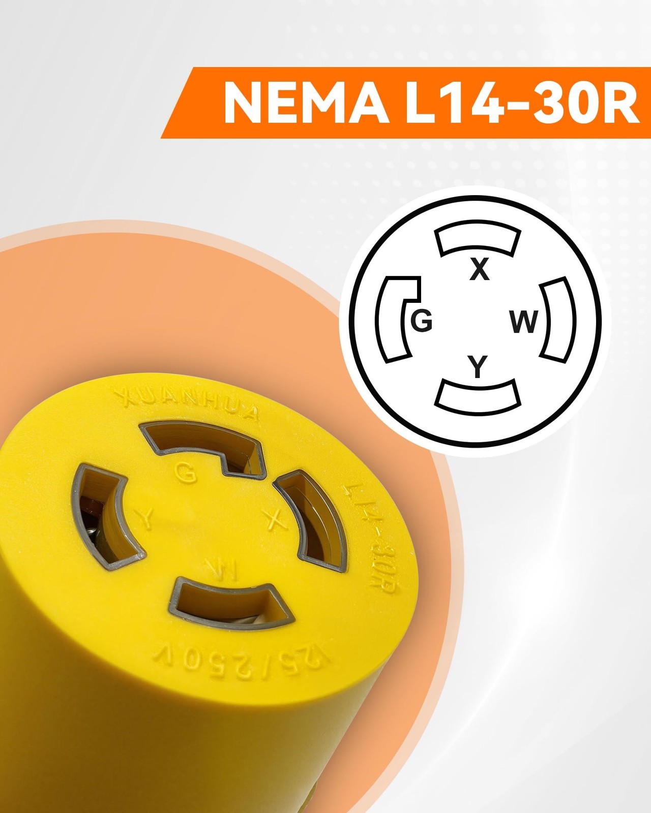 NEMA TT-30P to L14-30R Transfer Switch Adapter, 125V, ETL | 30 Amp Male to 30…