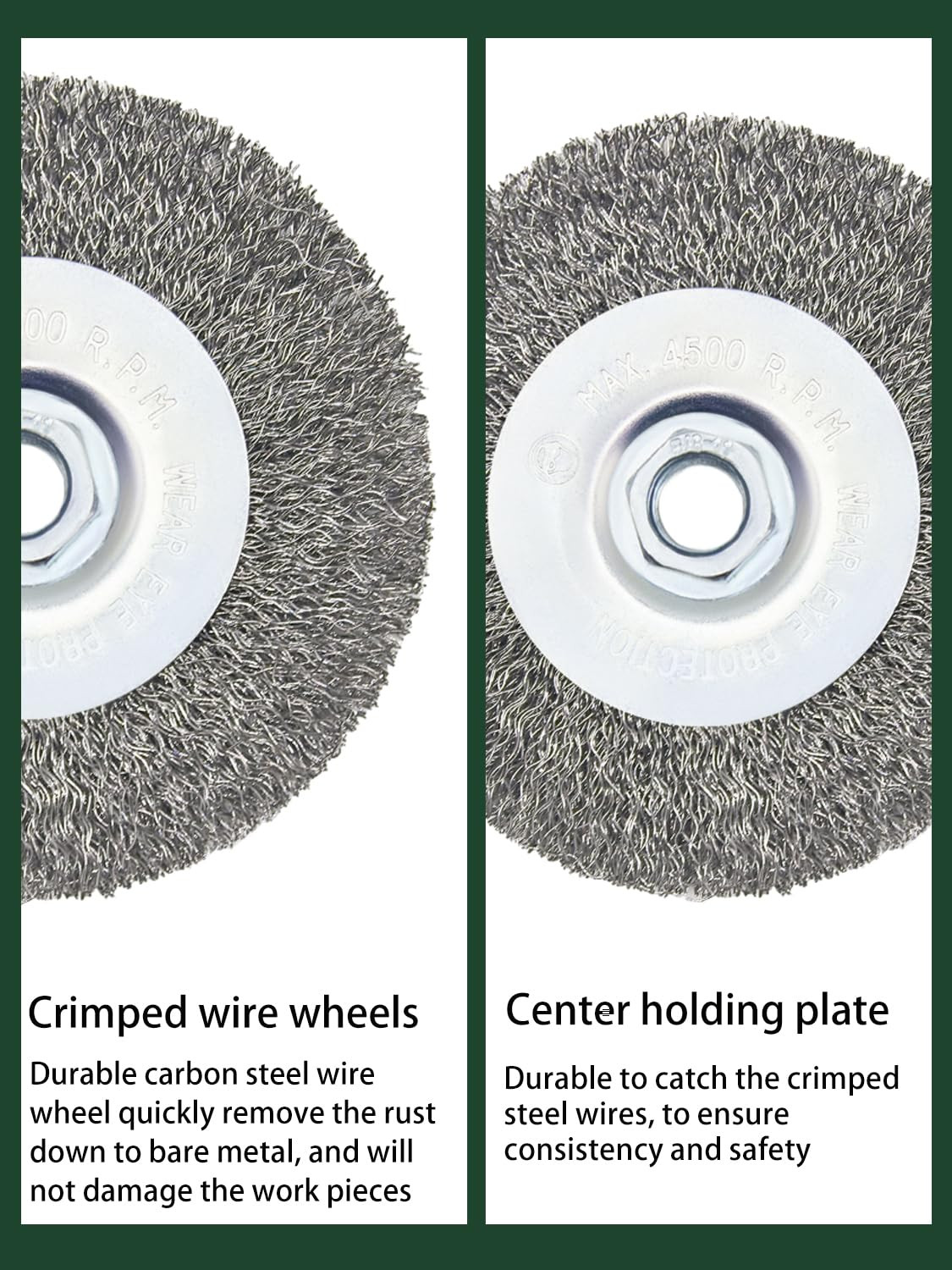 Crimped Wire Wheel Brush 4In 5/8-11 Threads Arbor for 4-1/2″ Angle Grinder Meta