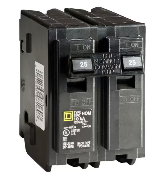 Square D Homeline 25 Amp 2-Pole Circuit Breaker