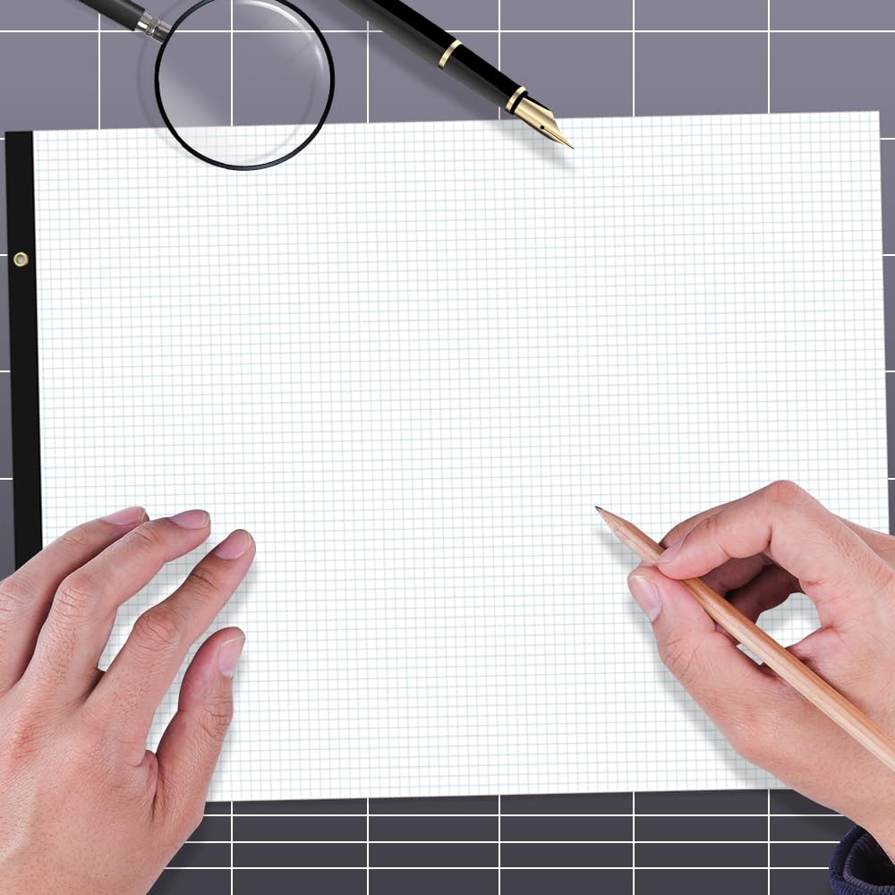 Large Engineering Graph Paper – 22″ x 17″ Grid Paper, 50 Sheets/100 Pages, 4″…