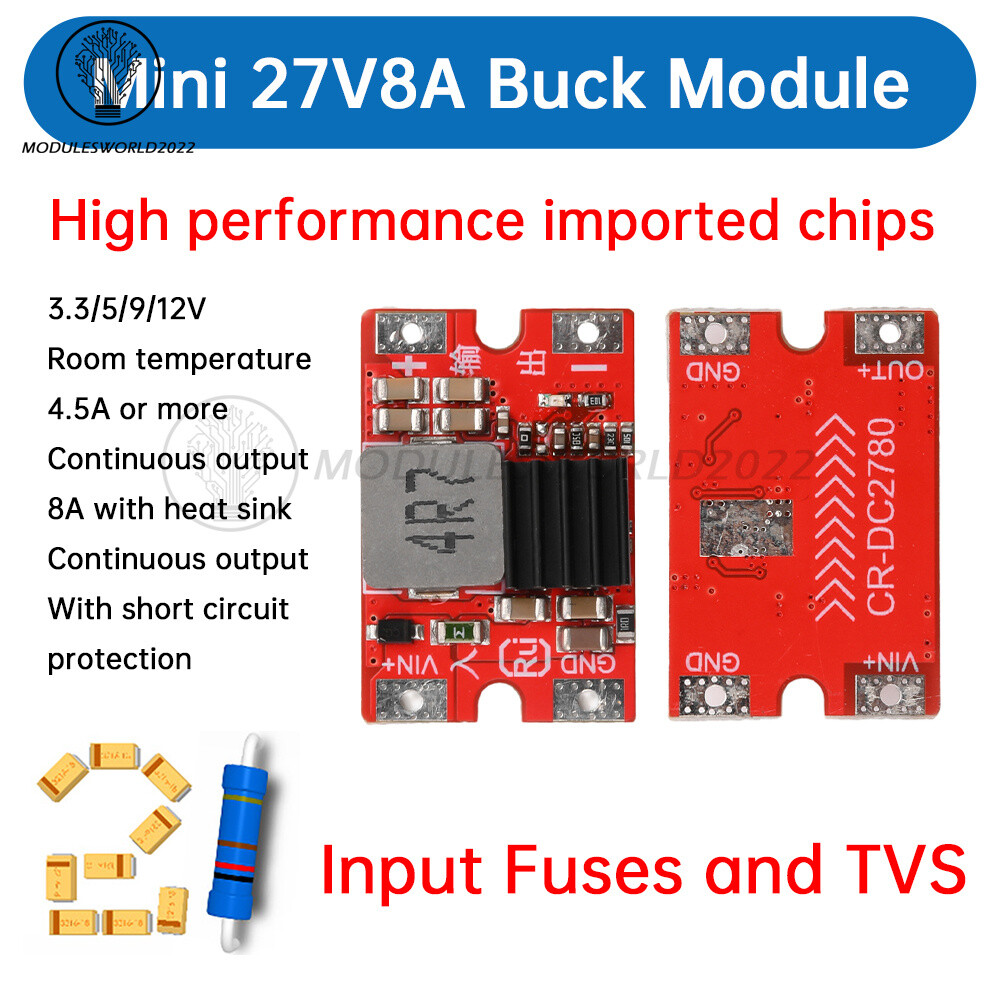 DC-DC Buck Module 27V to 5V/12V 8A Mini Model Aircraft High-power Buck Module