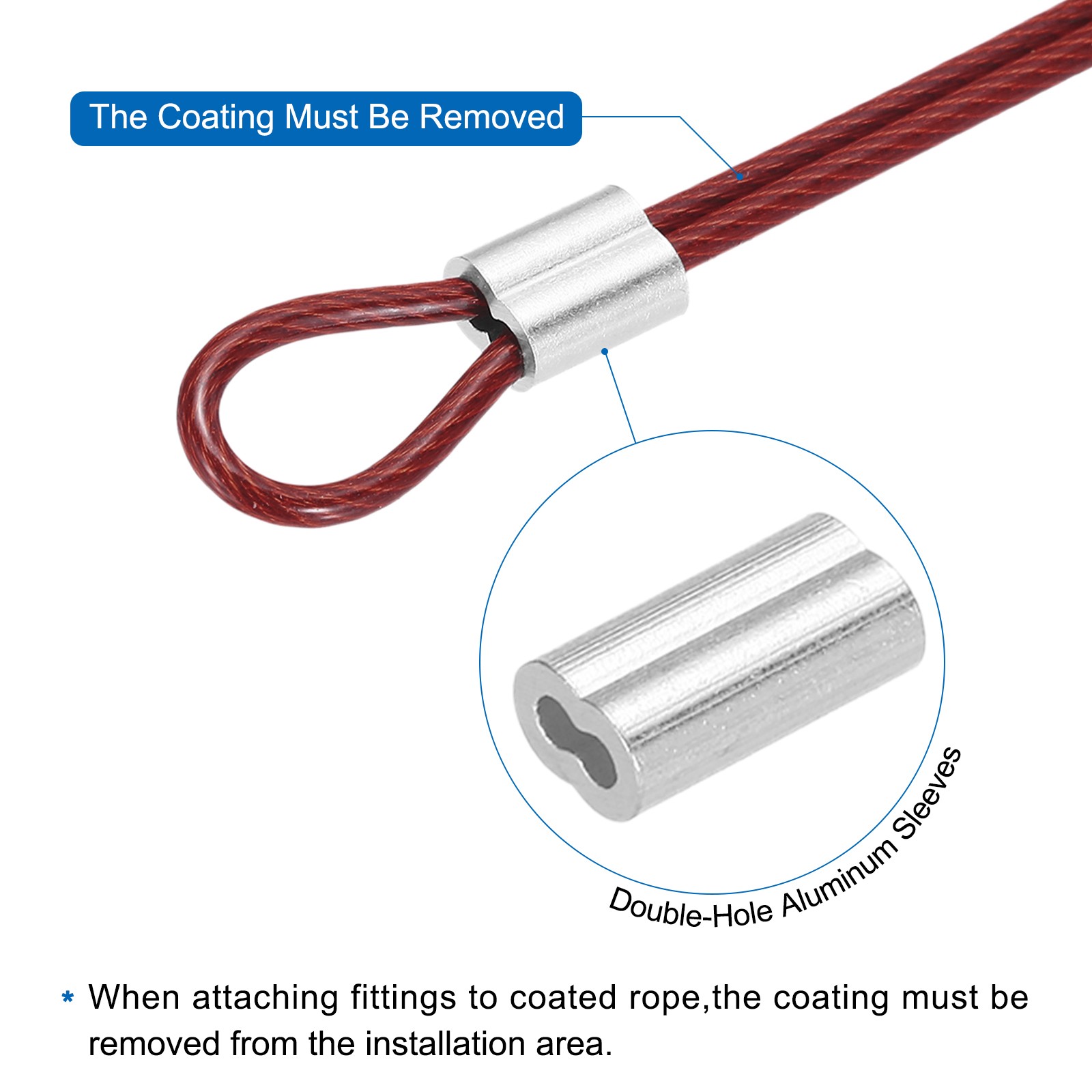 33Ft(10M) Wire Rope 304 Stainless Steel 1/16″ (1.5 mm) with 2Pcs Sleeve Red