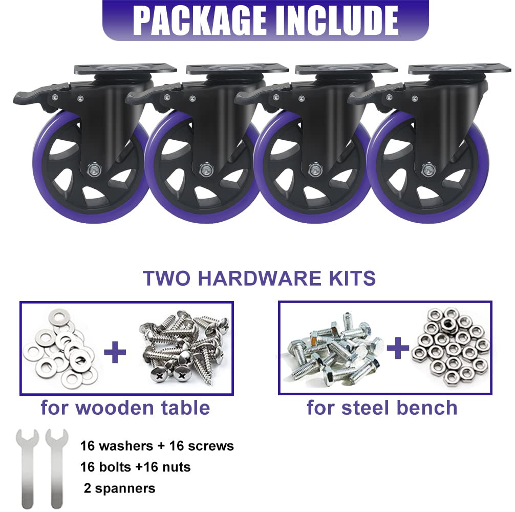 5 Inch Caster Wheels With Brake Set Of 4 Heavy Duty 2200 lb Swivel Locking