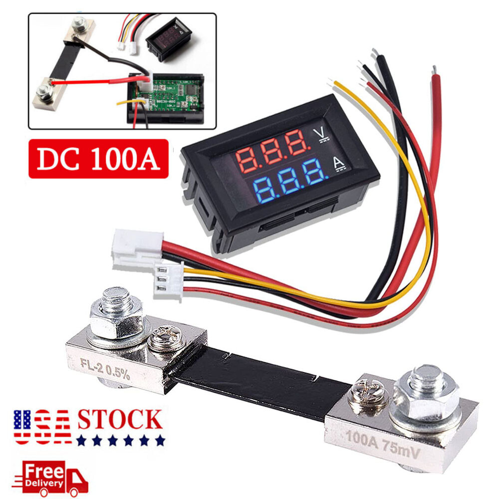 DC 100V 100A Voltmeter Ammeter Volt Amp Meter Voltage Current Tester with Shunt