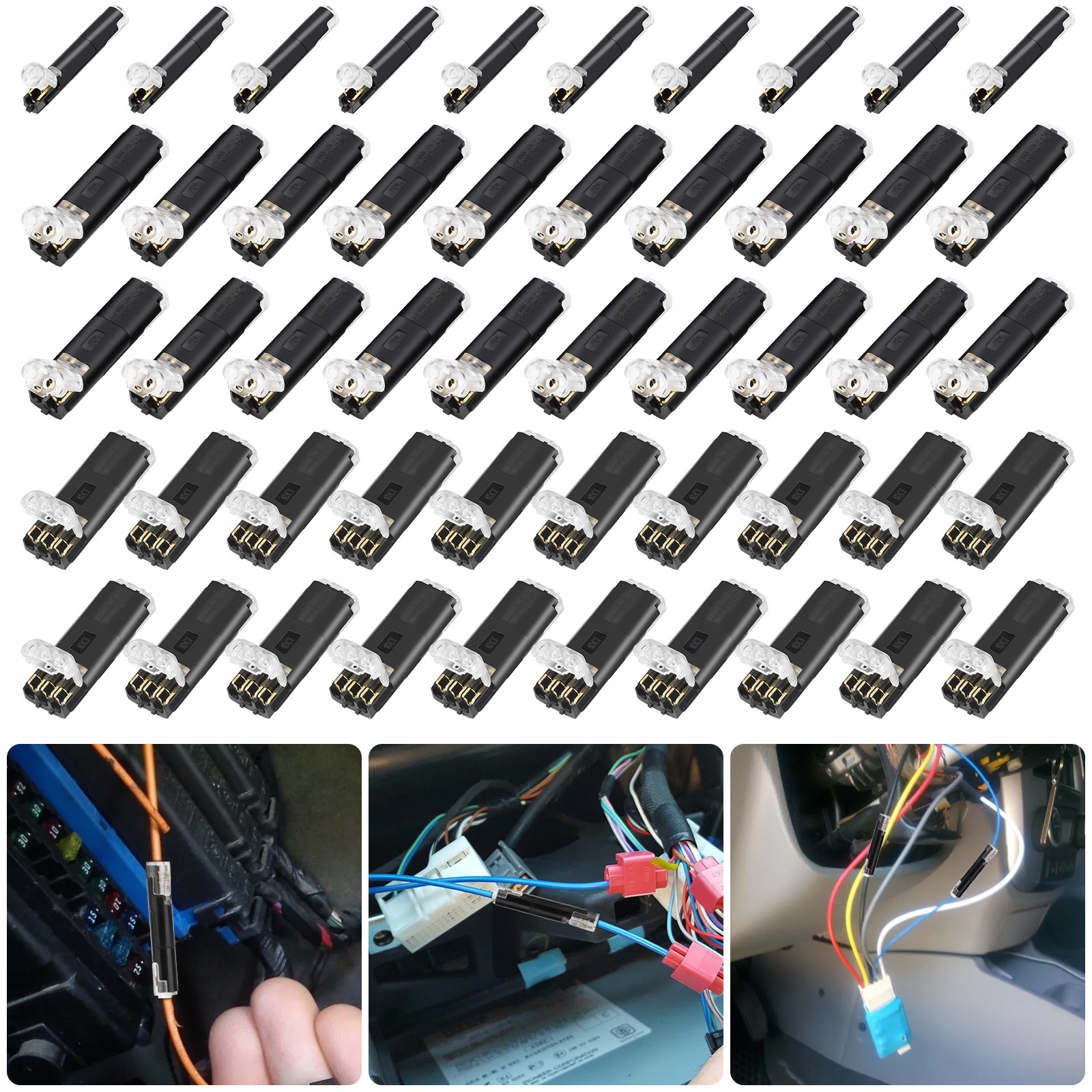 100PCS Quick Connect Terminals Blocks 1/2/3-Pin Solderless Electrical Connectors
