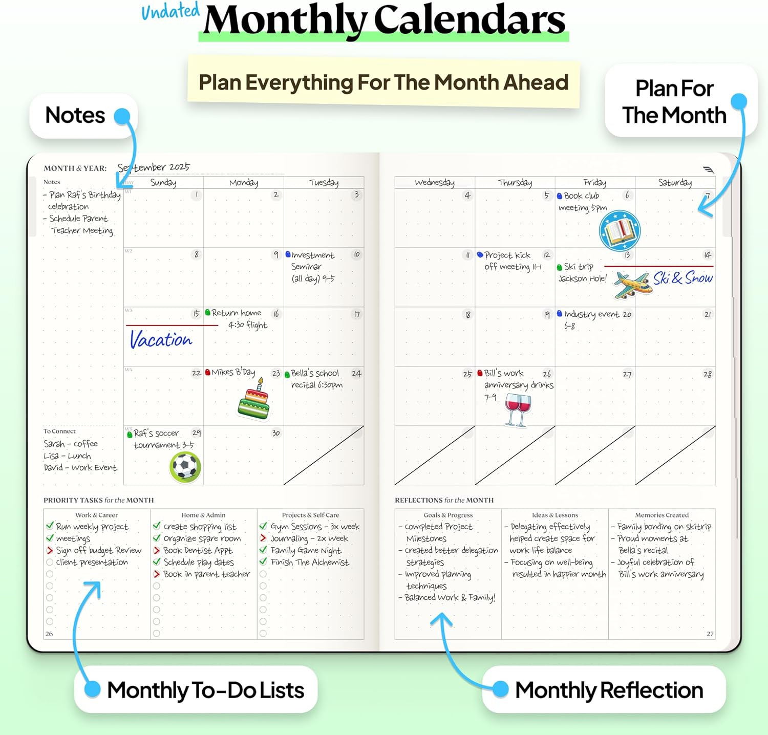 Roterunner Purpose Planner Notebook A5 5.8”x8.3” Undated 2026 Daily Weekly and M
