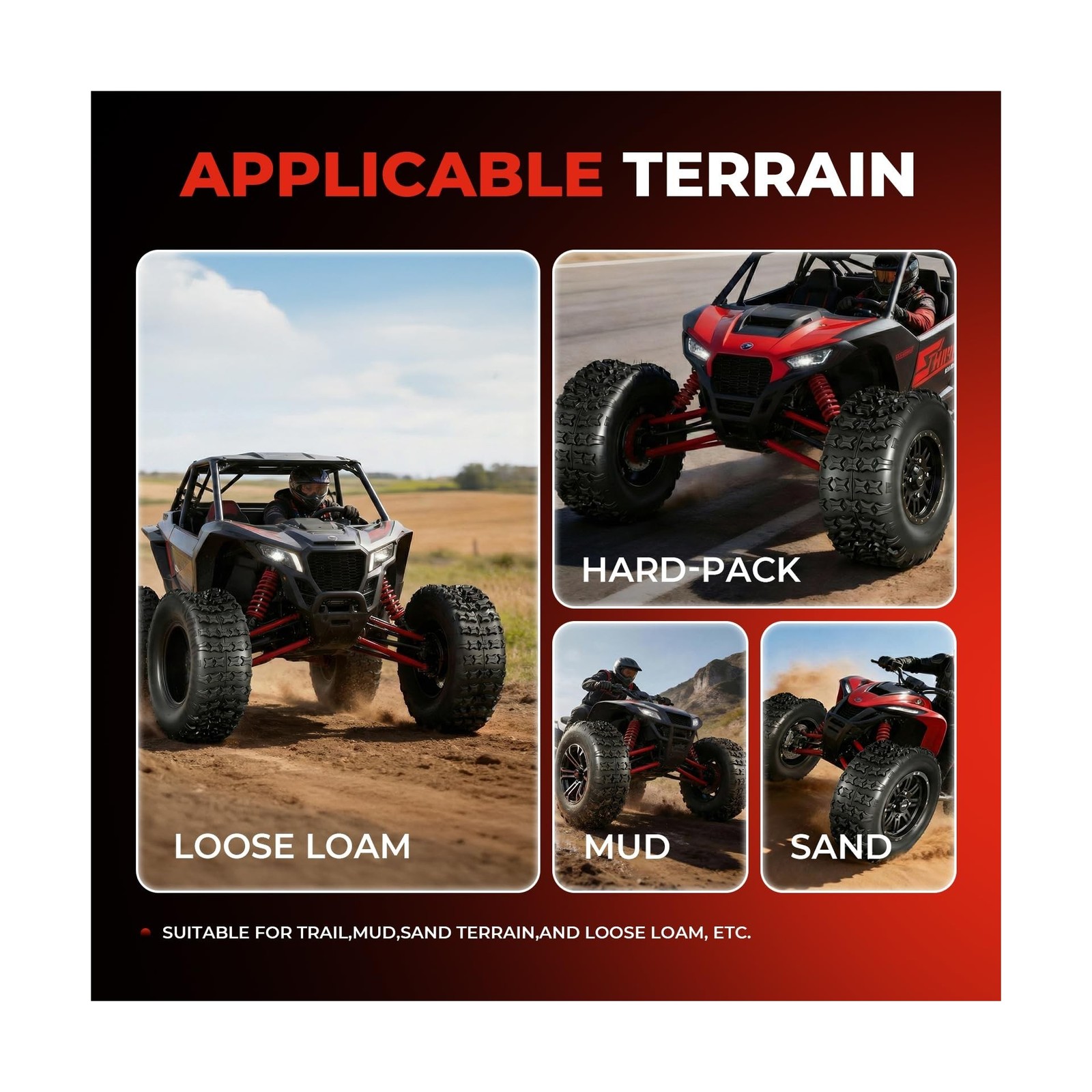 Set of 2 18×9.5-8 ATV UTV Tires, 18×9.5×8 All-Terrain Tires, 4-Ply Rated, Hea…