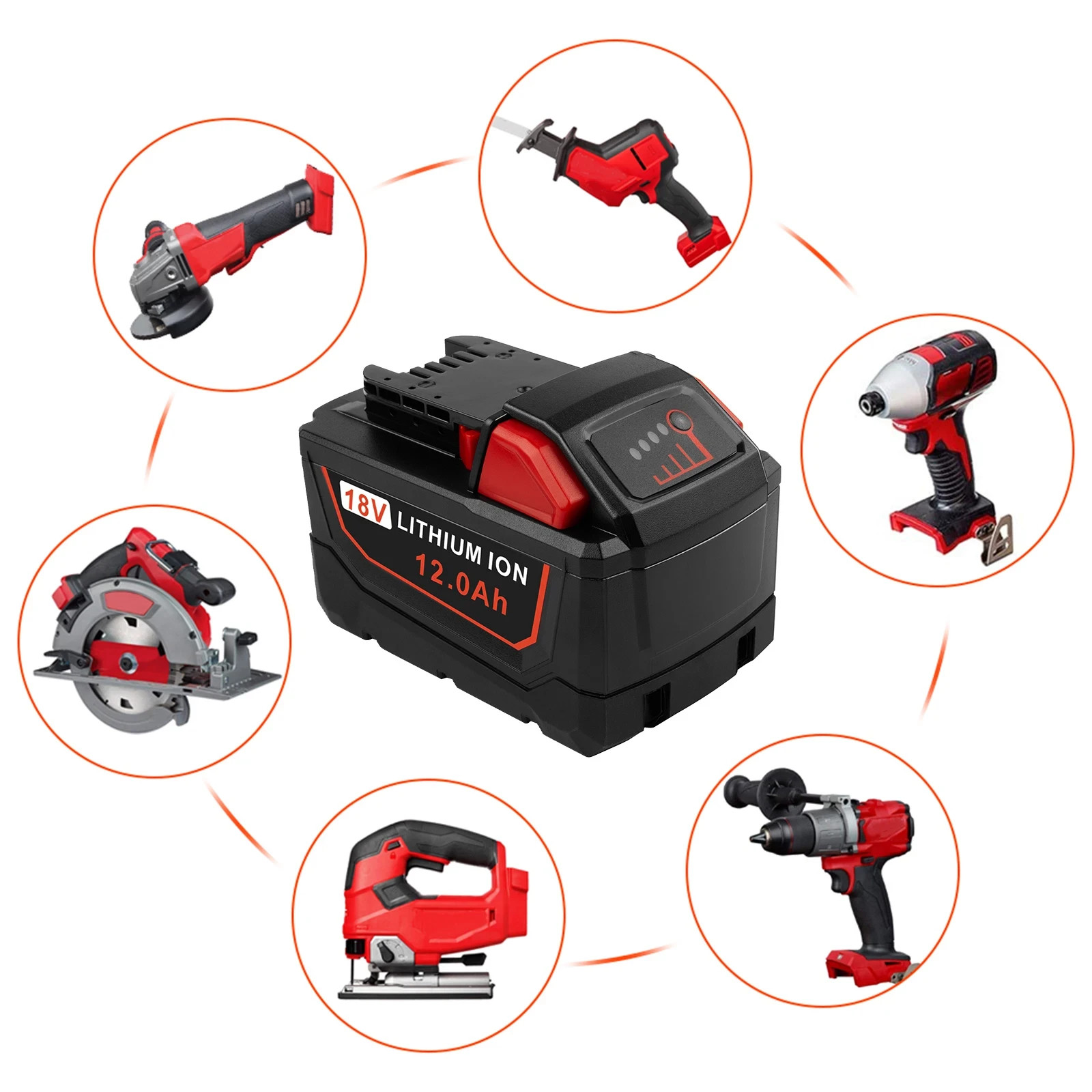 12Ah 18V Battery For Milwaukee For M18 Lithium Ion High Capacity 48-11-1880 US