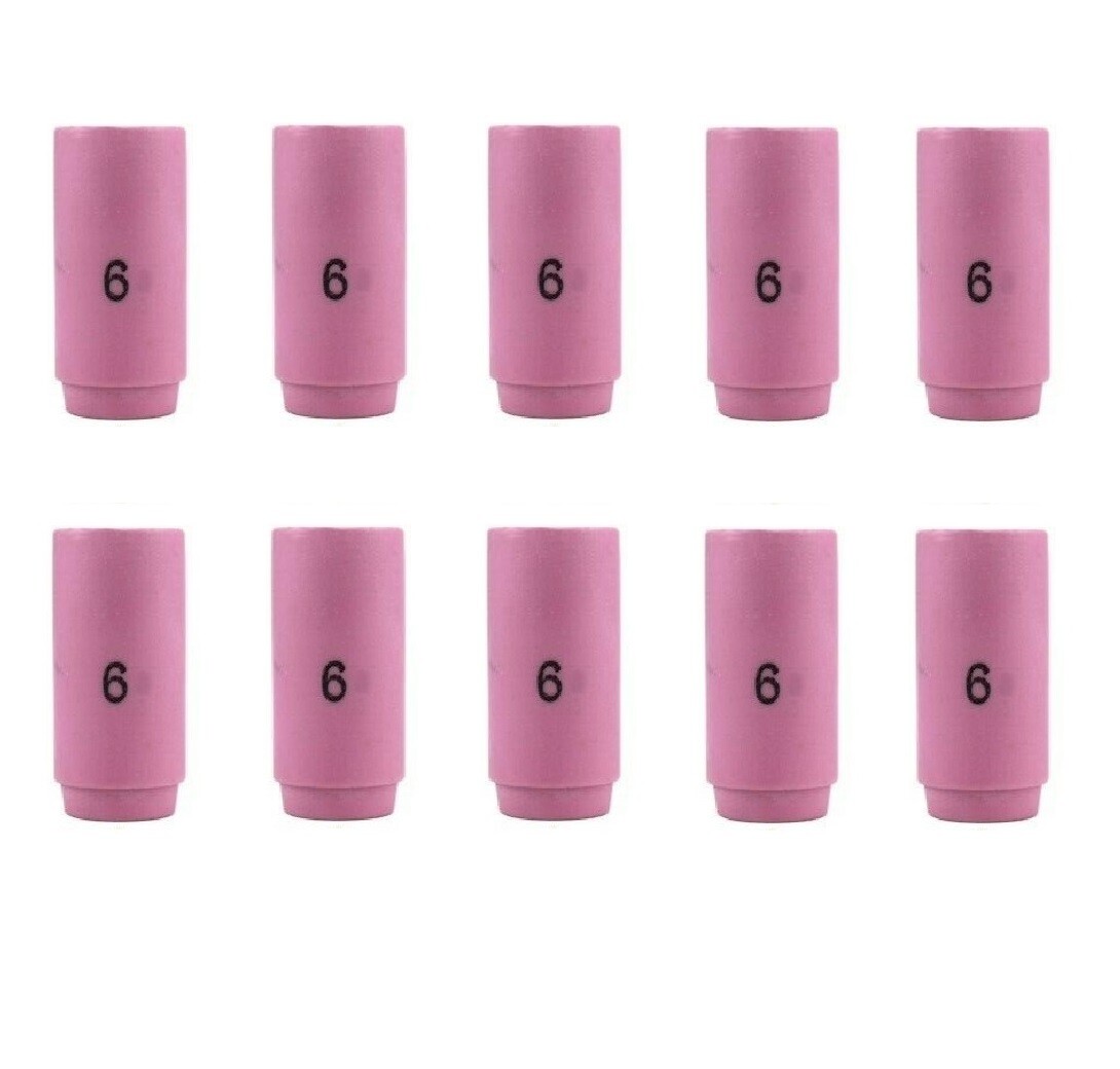 TIG Ceramic Cup 13N10 #6 Welding ALUMINA Nozzle 3/8″ Fits TIG 9, 20, 25 Qty 10