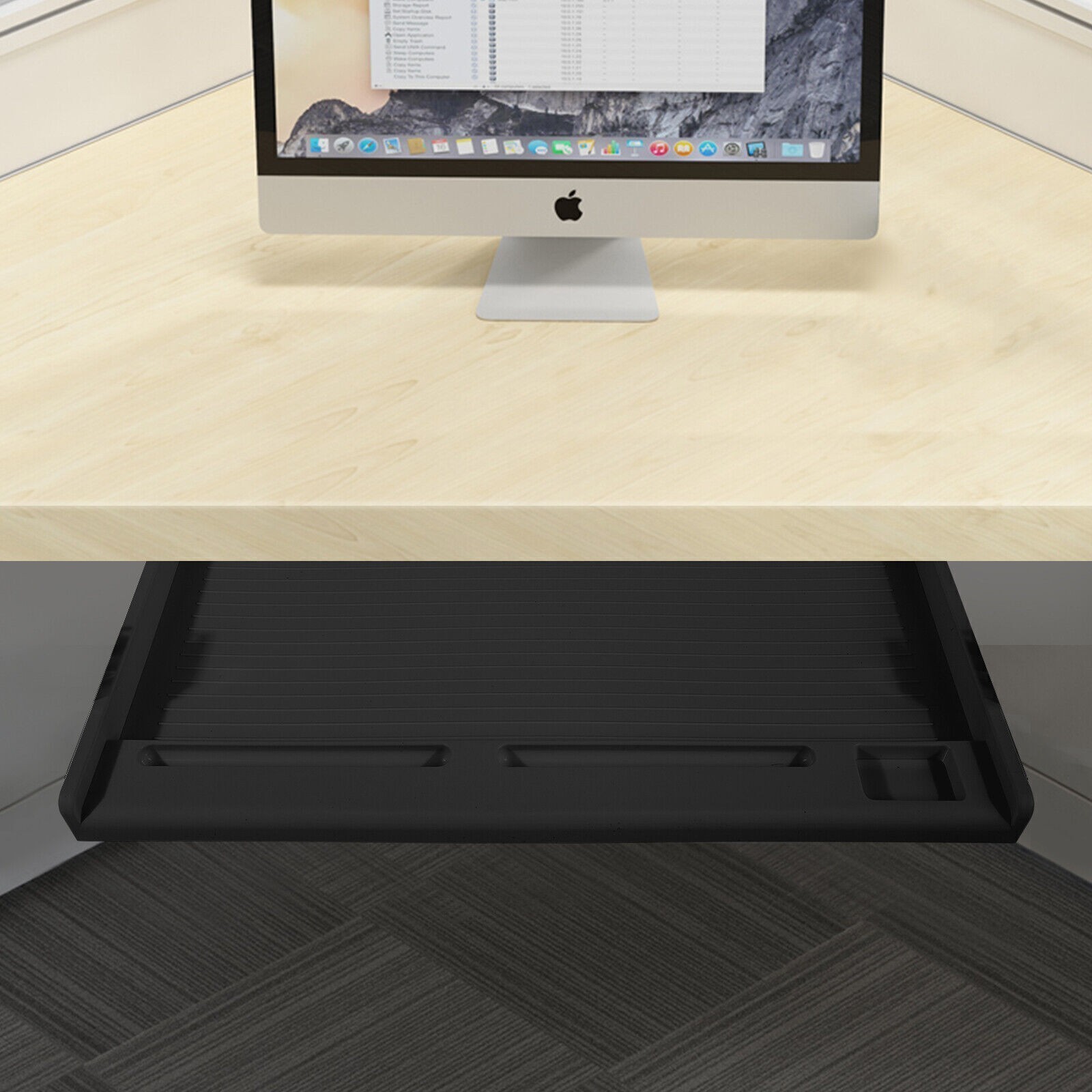Under Desk Keyboard Tray, 21″ Wx15″D Sturdy Key Board Tray Under Desk Slide