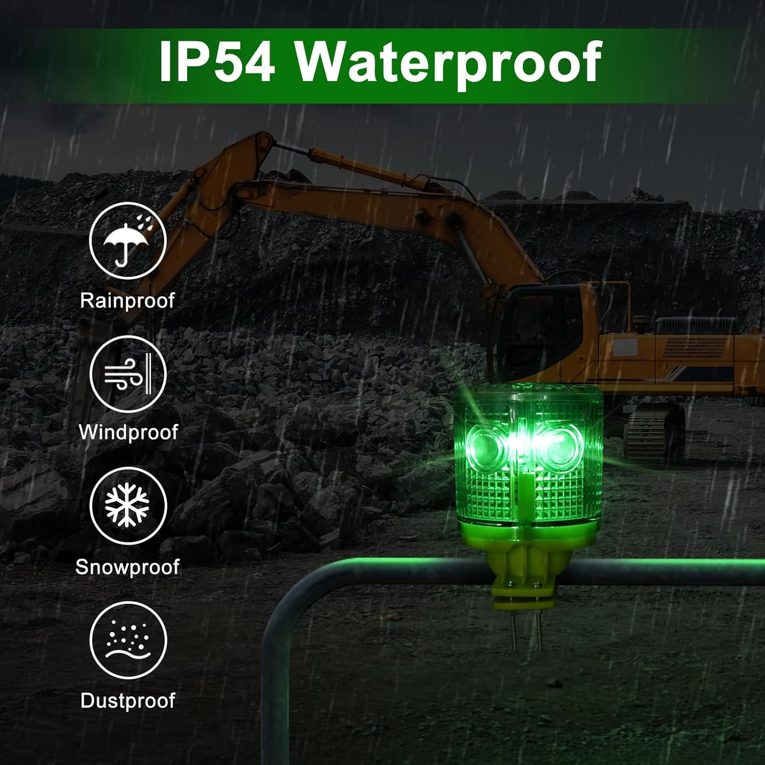 Solar Strobe Warning Light IP54 Waterproof LED Flashing Safety Light Bright Warn