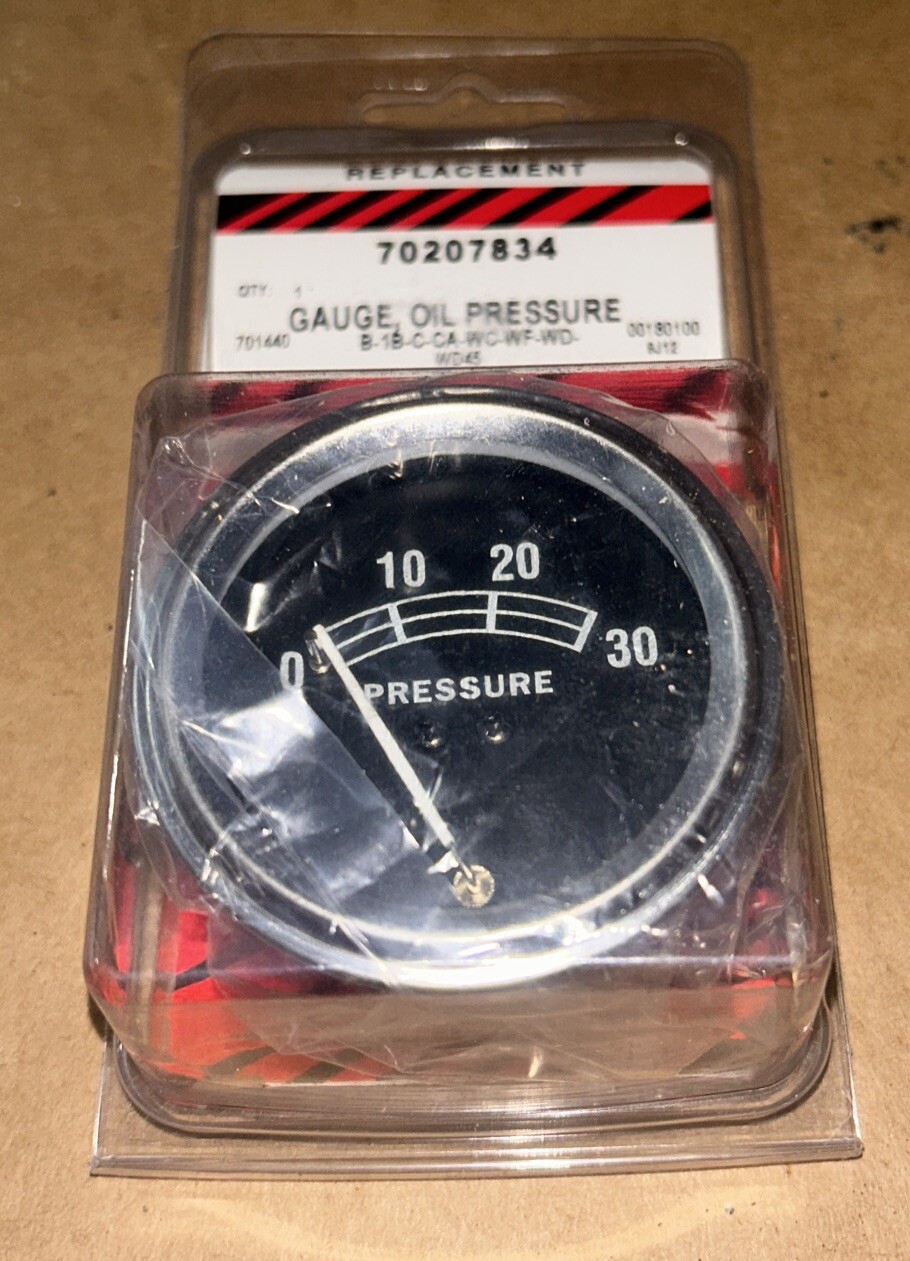 70207834 Universal 1/8”NPT Oil Pressure Gauge 0-30PSI Allis Chalmers Tractor NOS