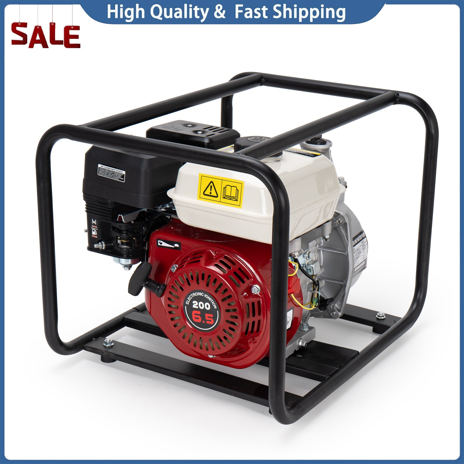 2 Inch Gas Powered Water Pump 6.5HP 4-Stroke Cast Iron Semi Trash Drainage Tool