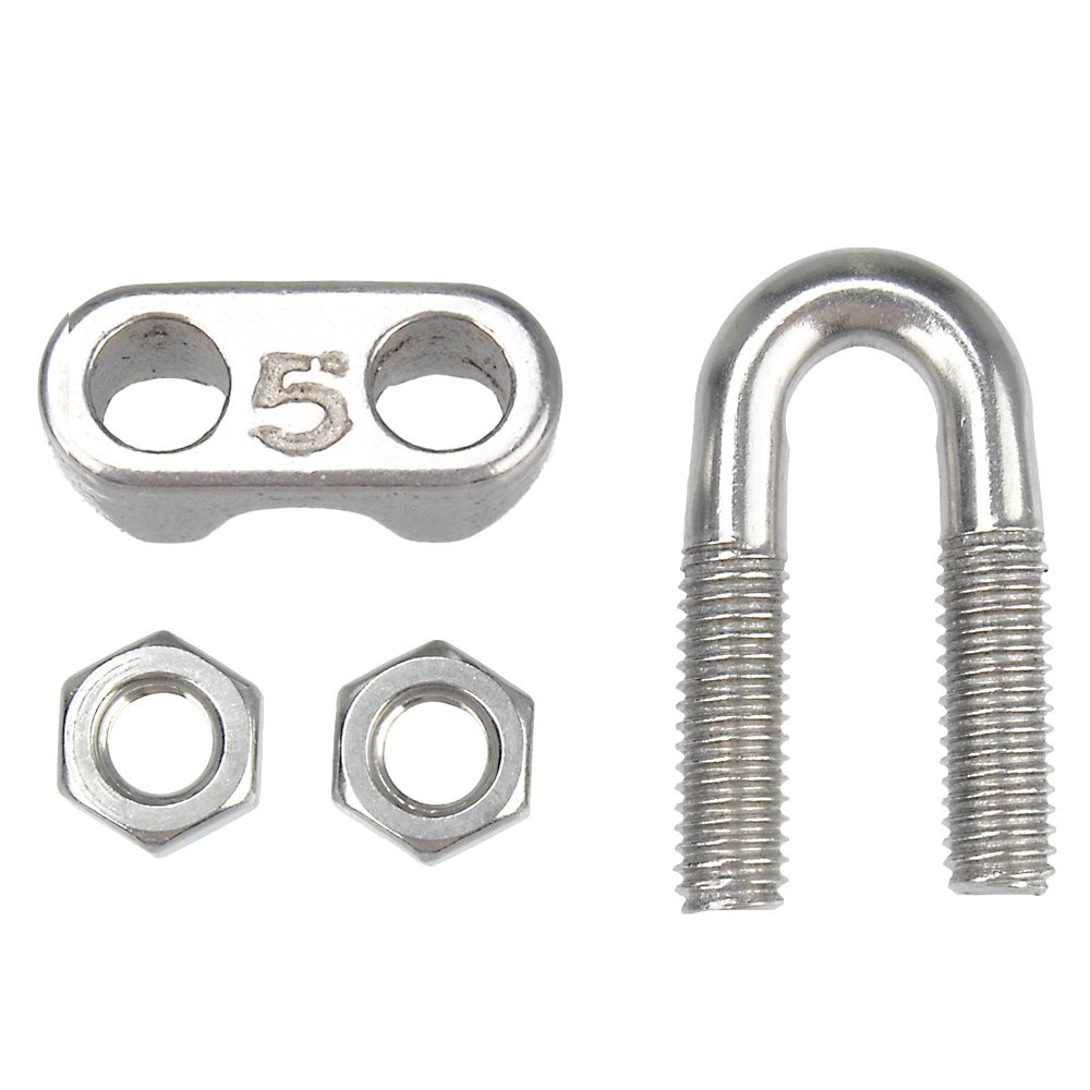 YAMASO 20PCS 3/16 Inches M5 Stainless Steel Wire Rope Cable Clip Clamp Silver