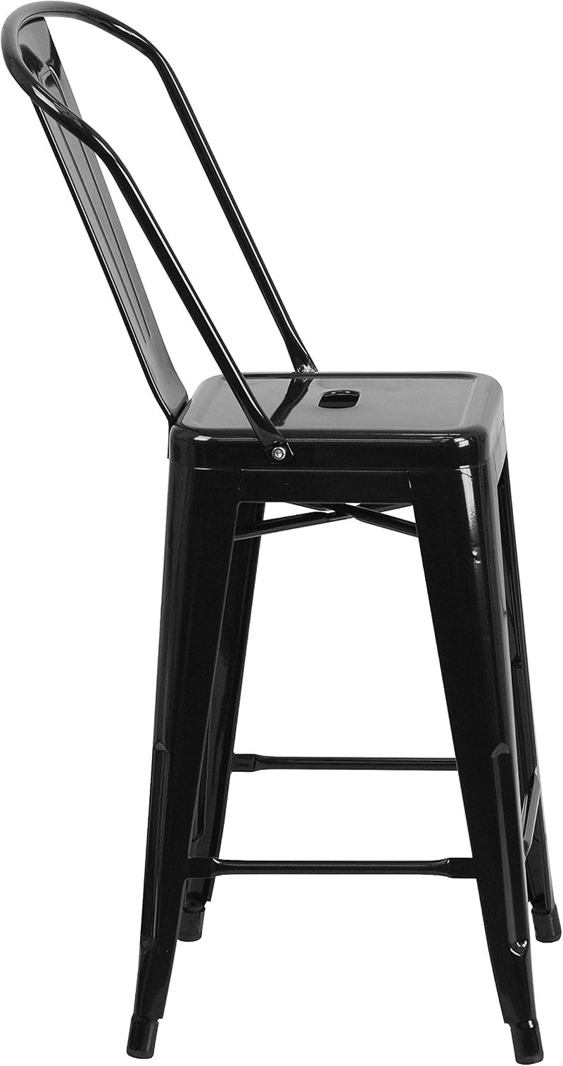 Flash Furniture Commercial Grade 24″ High Black Metal Indoor-Outdoor Counter Hei