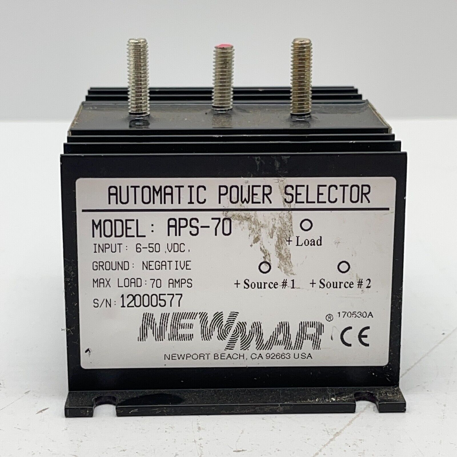 Newmar APS-70 Automatic Power Selector 70 Amps 6 – 50 VDC Negative Ground