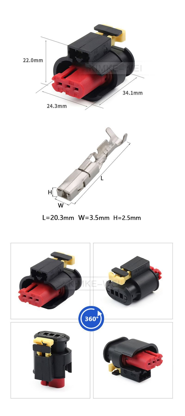 2/3 Pin/Way Automotive Injection Ignition Coil Sensor VVT Socket Connector Plug