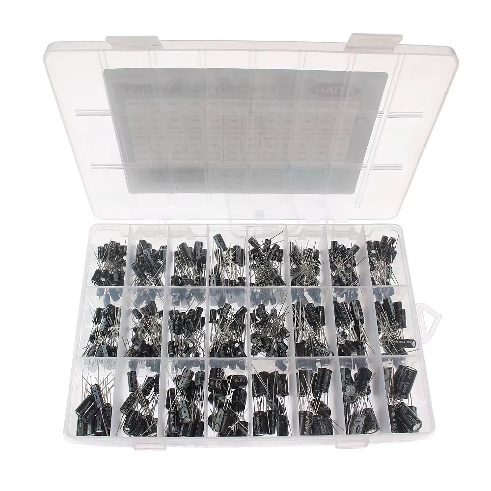 500Pcs 24 Values Electrolytic Capacitor Assortment Kit 0.1Uf to 1000Uf 10V 16V