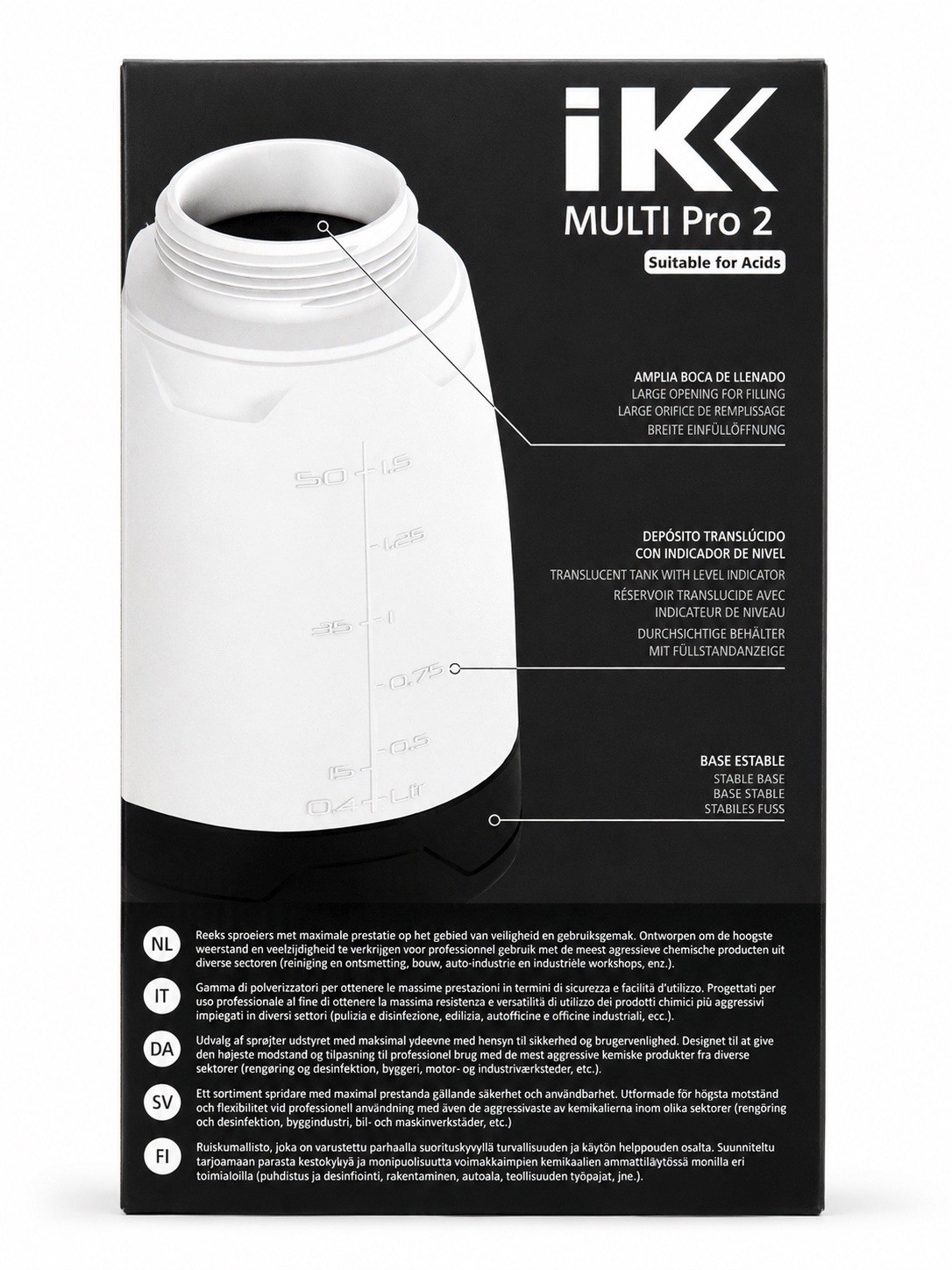 IK MULTI Pro 2 Manual Pump Sprayer, 1.5L (50 oz), Suitable for Acids