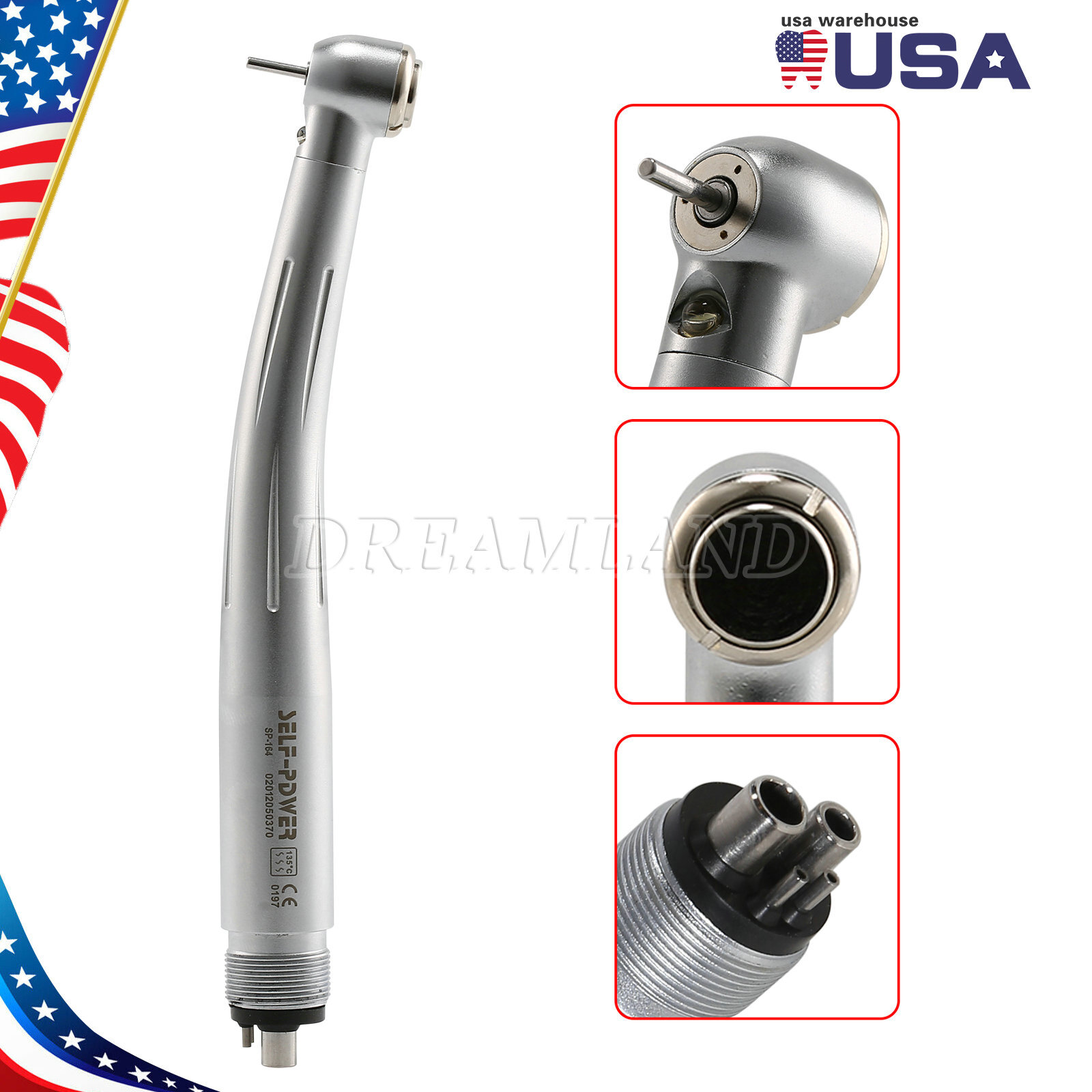 Dental Pana Max LED Self-Power E-generator Fiber Optic High Speed Handpiece USA