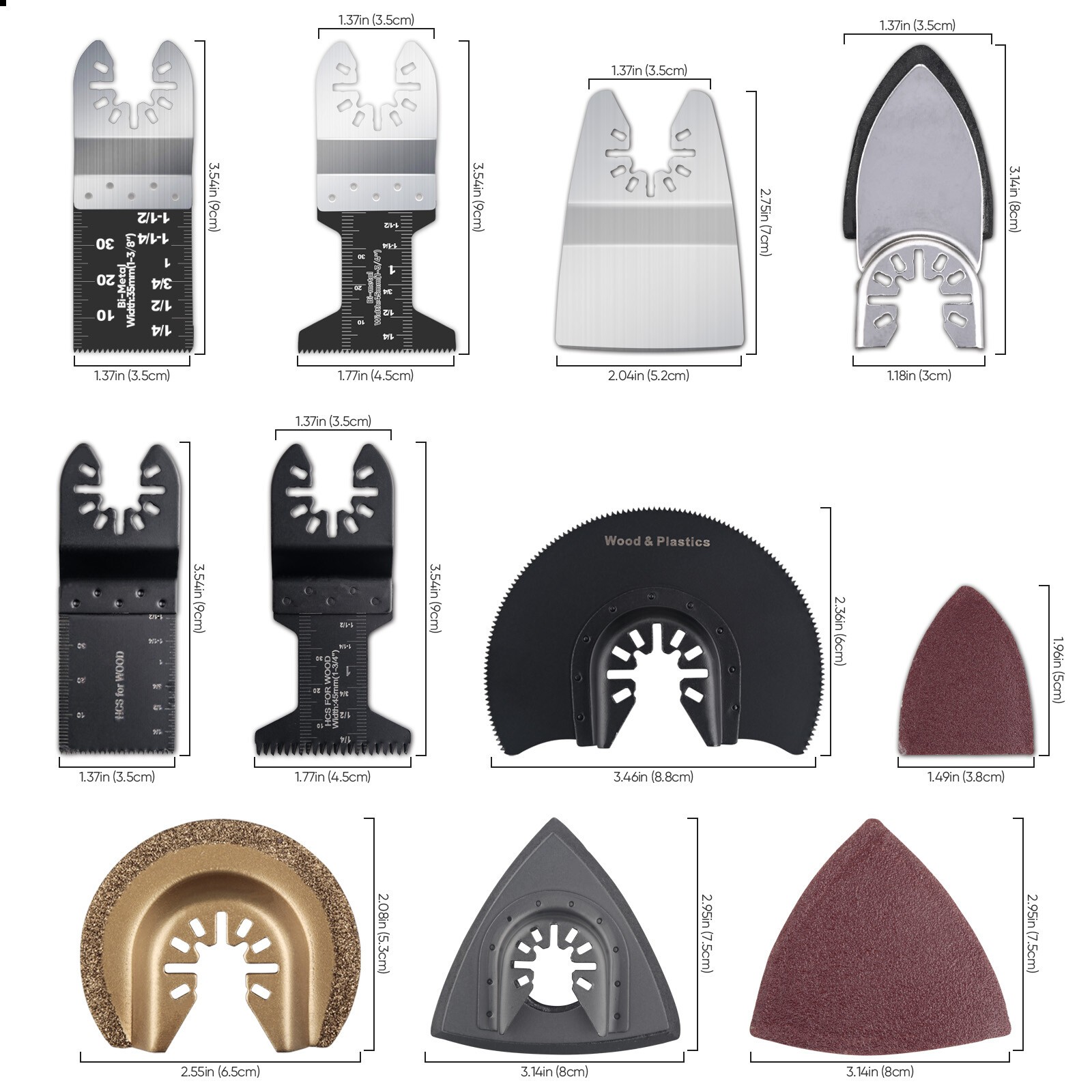 230PC Oscillating Saw Blades Multi Tool Cutter Metal Steel Carbon Wood Sandpaper