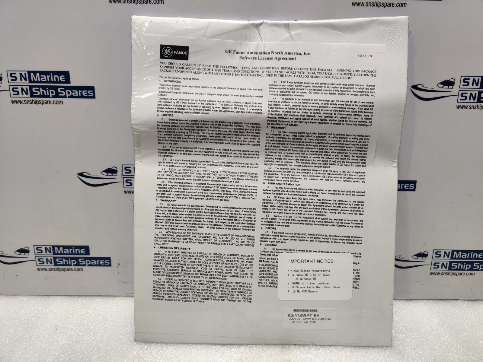 GE Fanuc GFJ-317D Hygiene Software VER. 1.04 NOV 20003988