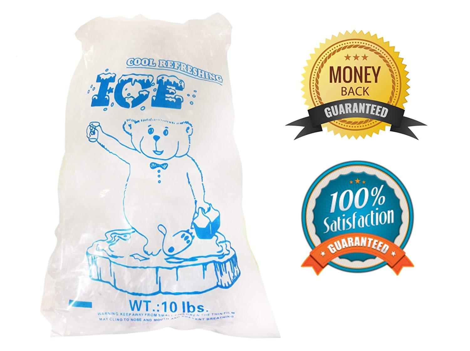 10lbs BPA Free FDA Approved Clear Plastic Ice Bags 1.5 mil With Twist tie