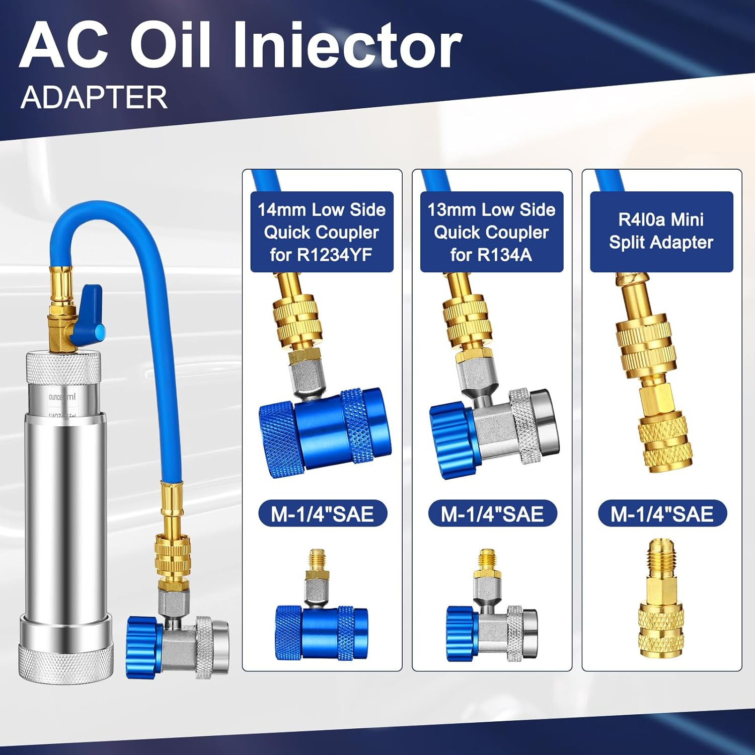 AC Leak Detector Kit, R1234Yf R134A R410A AC Oil UV Dye Injector Kit Refrigerant