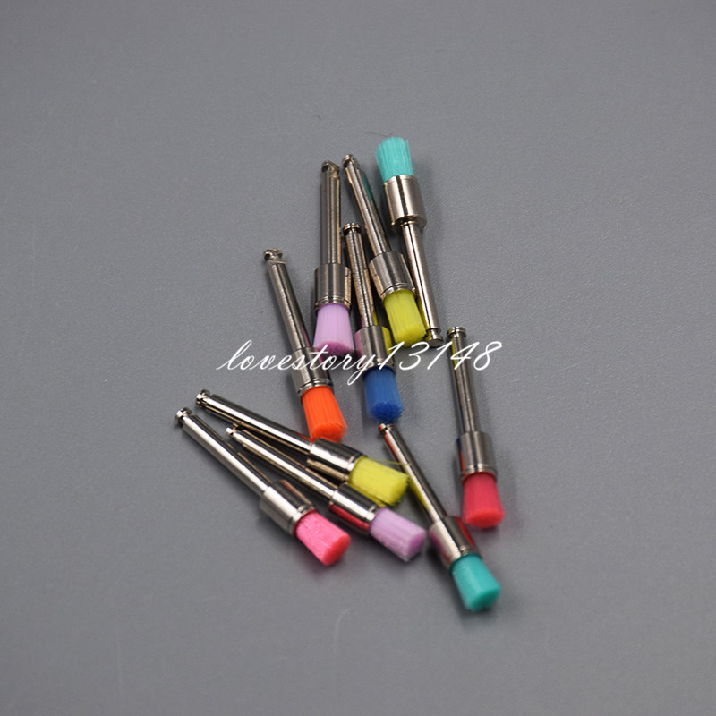 200Pc White Mixed Colors Nylon Flat Dental Polishing Polisher Brush Latch Prophy