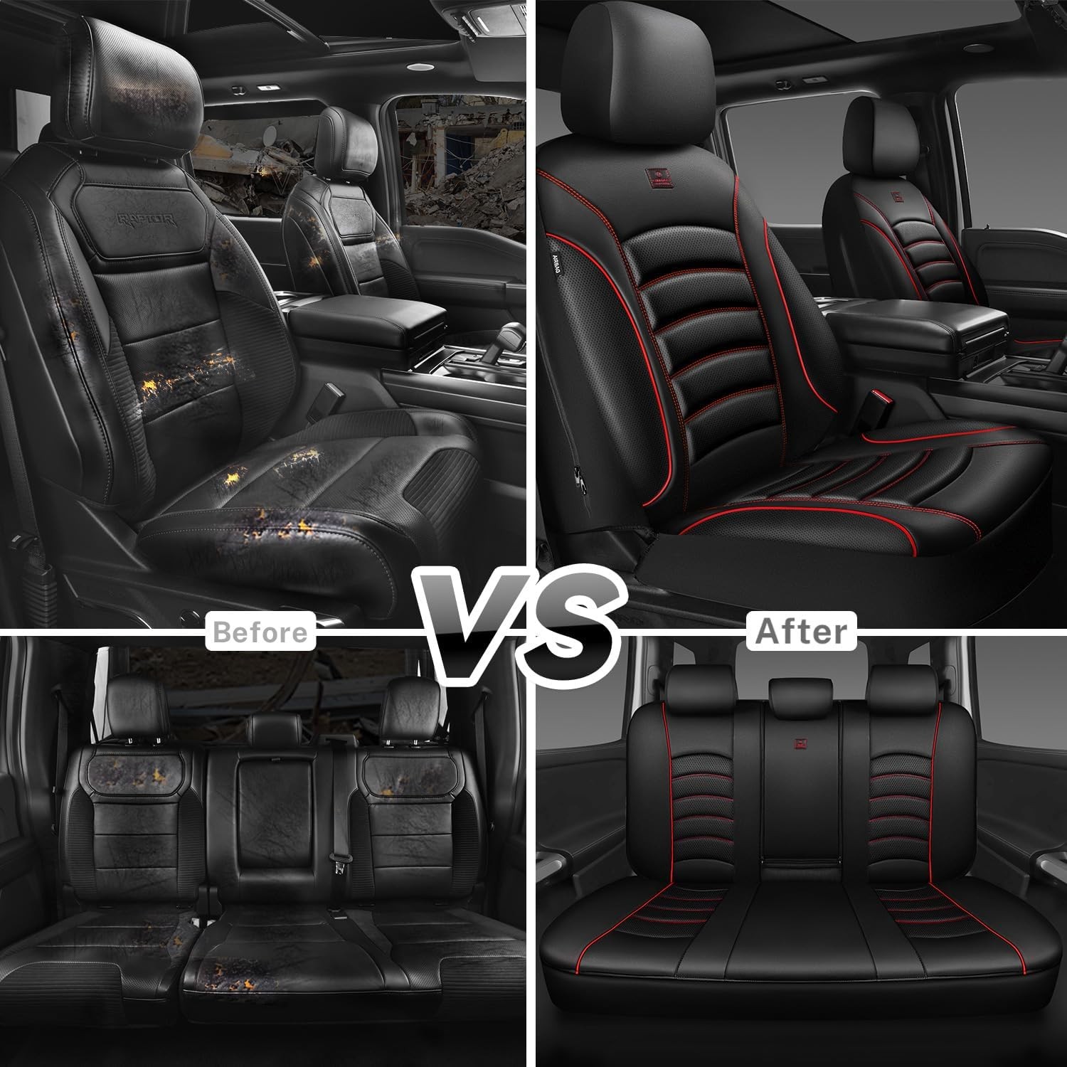 CAR PASS 3D Foam PU Leather Car Seat Covers, Universal Seat Covers Full Sets for