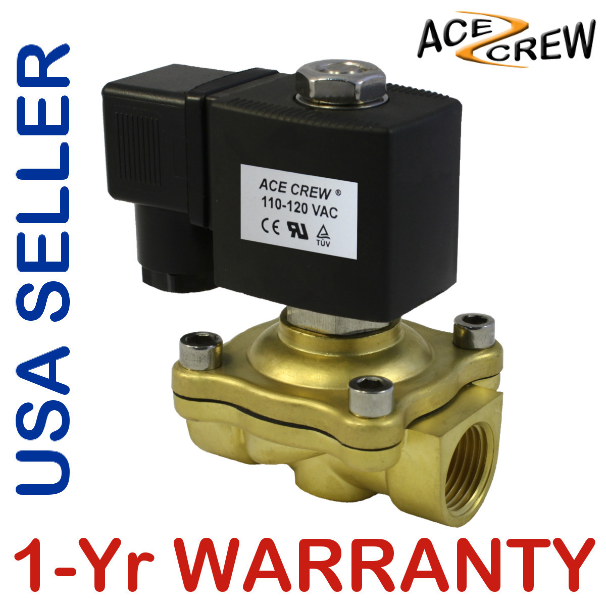 VITON 1/2 in 110V-120V AC Brass Solenoid Valve NPT Gas Water Air Normally Closed