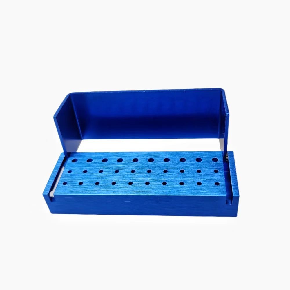 6Pcs Dental Bur Burs Holder Block Disinfection Box Aluminium Autoclave 30 Holes