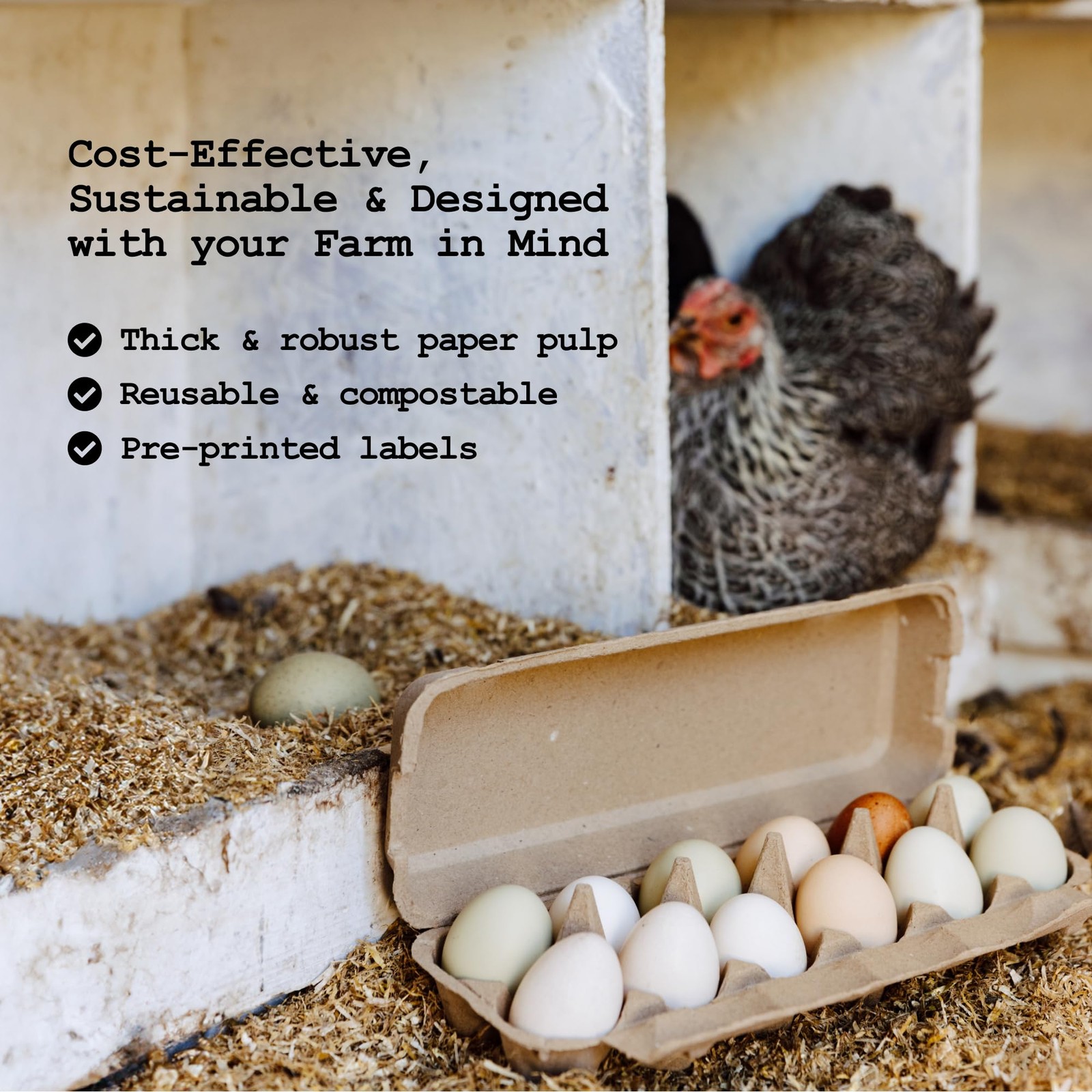 24 PCS Reusable Recycled Paper Pulp Egg Cartons 12Count Small To XL Sizes