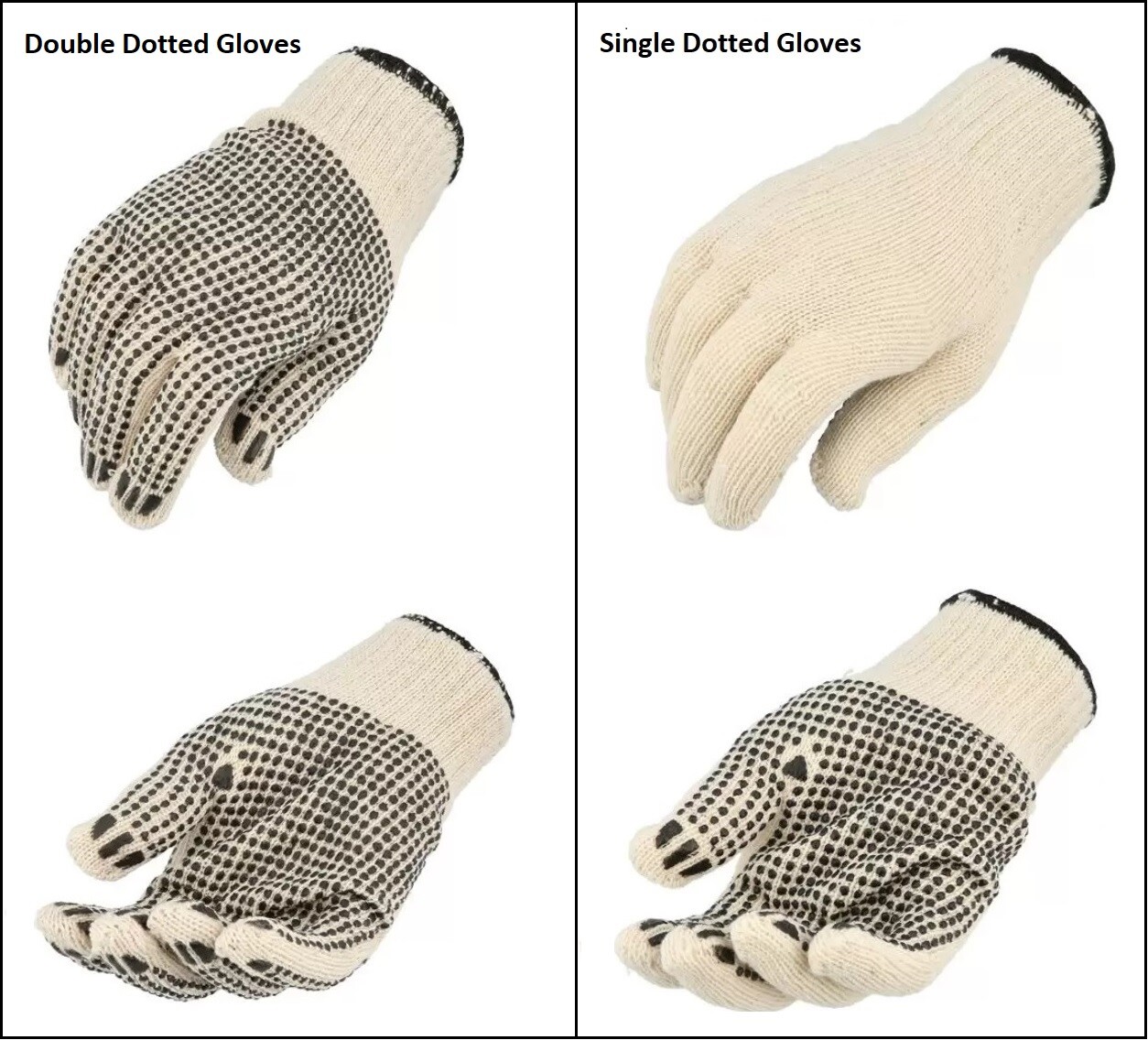 PVC Dotted Knit Work Gloves for Men/Women, Comfortable Non Slip Cotton Gloves
