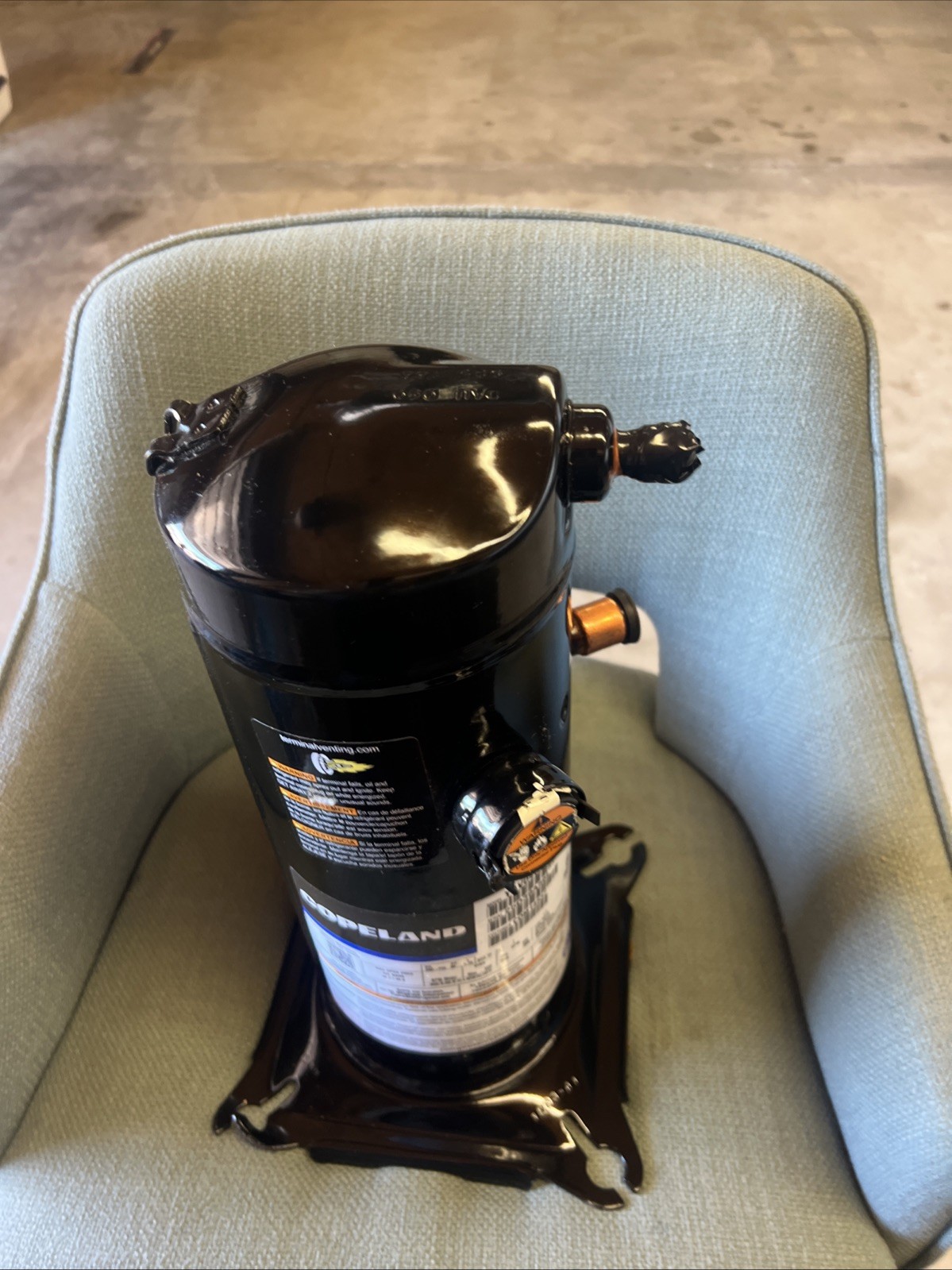 Copeland Model # YAV0471E —2X9–8A1 Scroll Compressor. See Details For All Info.