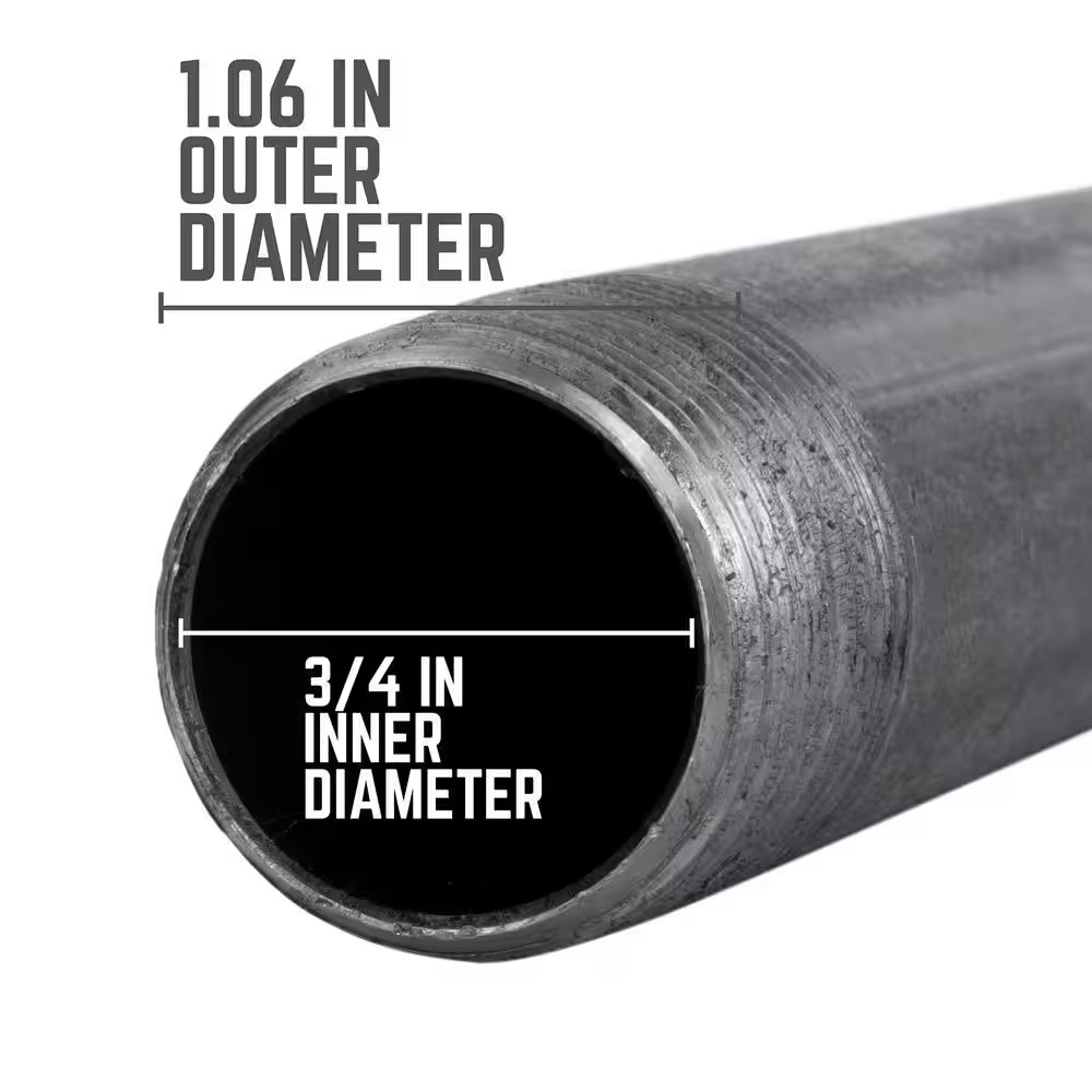 3/4 In. X 4 Ft. Black Steel Sch. 40 Cut Pipe