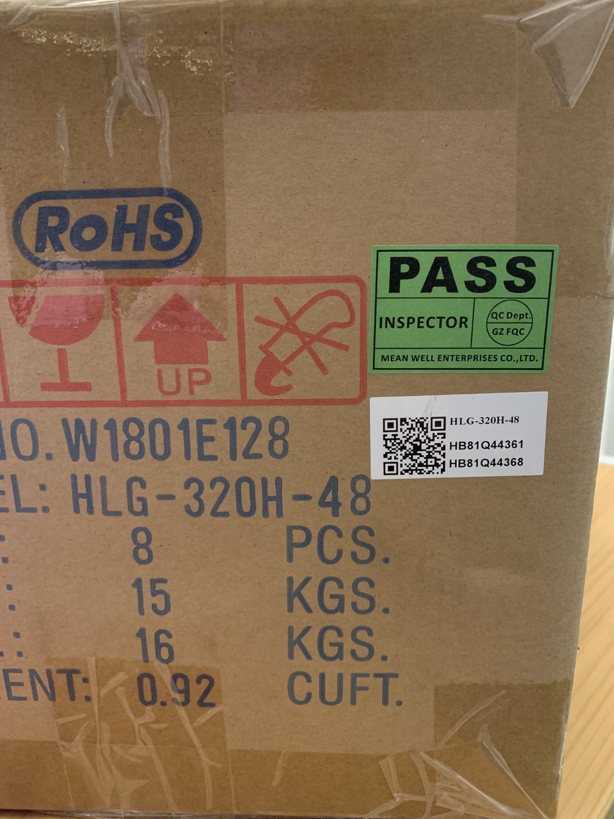 8-Pack Mean Well HLG-320H-48 LED Driver 48V 320W IP67 CC / CV 6.7A Power Supply